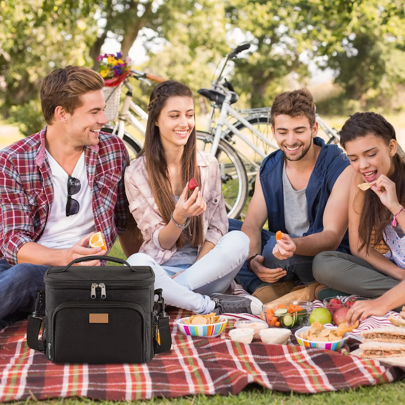 Lifewit Borsa Termica Porta Pranzo Impermeabile con Tracolla, 15L, Nero - immagine 9