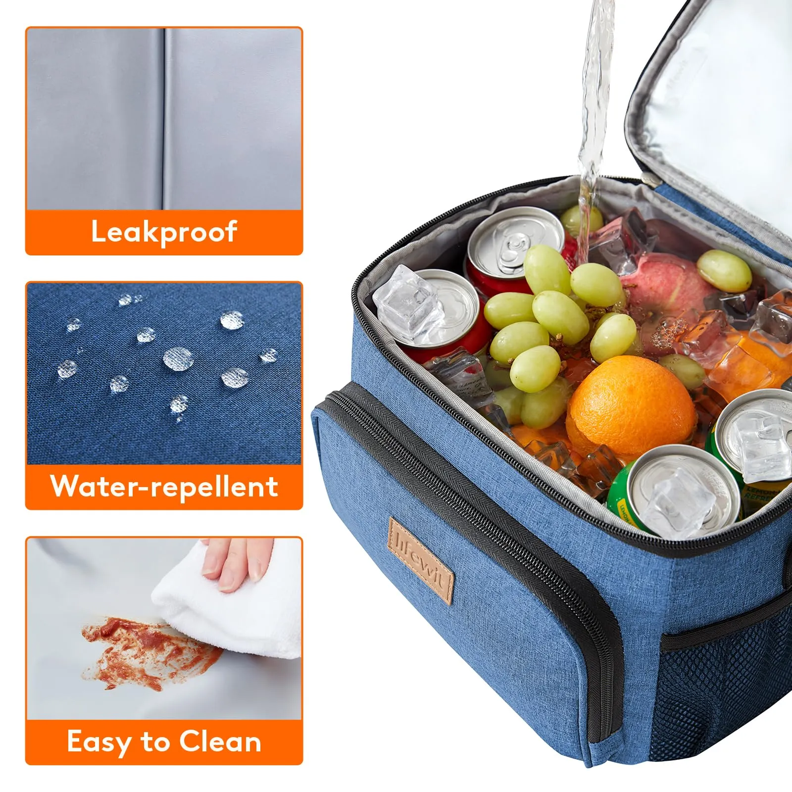 Lifewit Borsa Termica Porta Pranzo Impermeabile, 15L, Blu Scuro - immagine 4