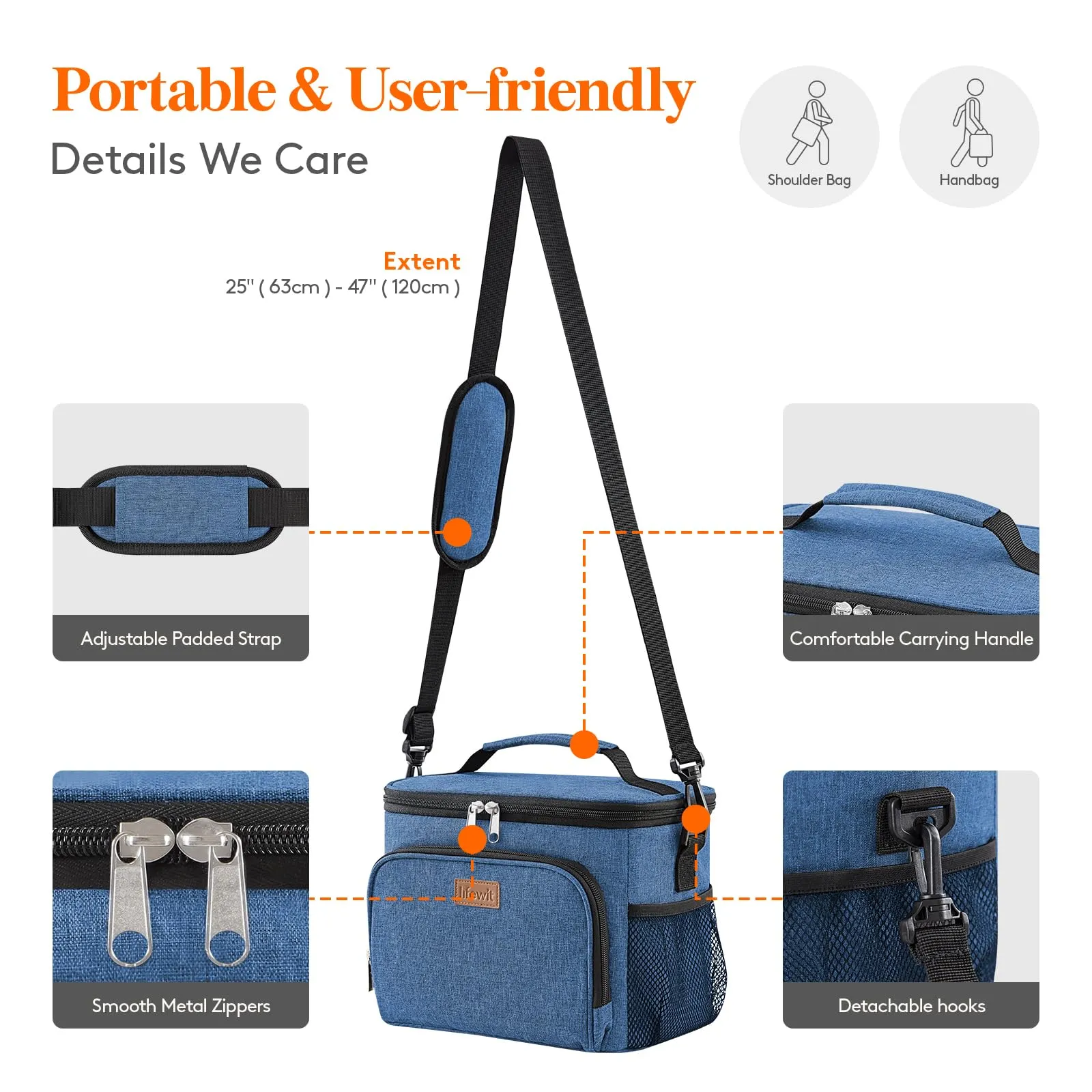 Lifewit Borsa Termica Porta Pranzo Impermeabile, 15L, Blu Scuro - immagine 6