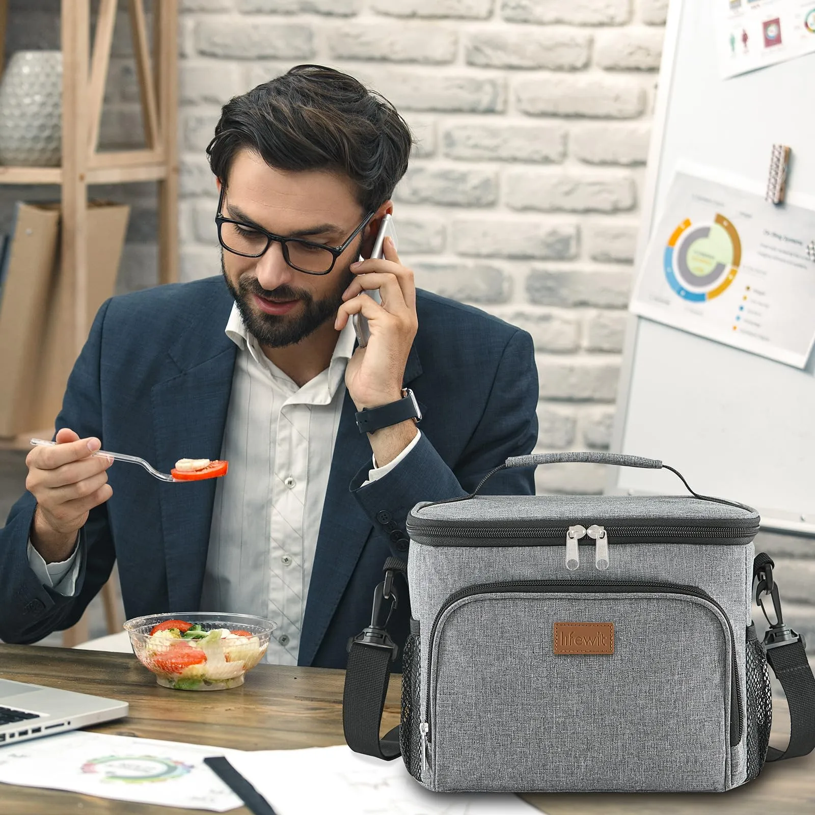 Lifewit Borsa Termica Porta Pranzo Impermeabile, 15L, Grigio - immagine 8