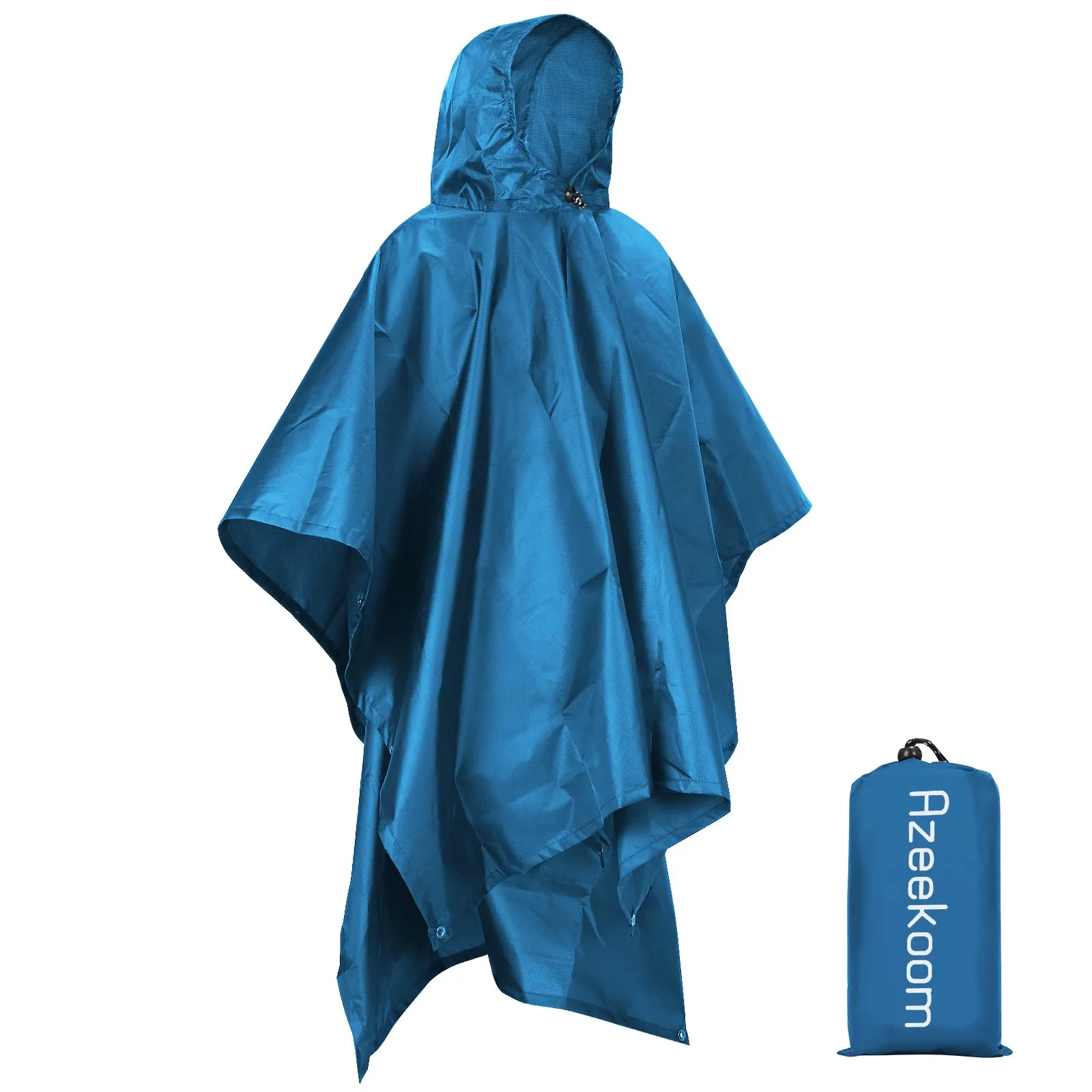 Azeekoom Poncho Impermeabile Multifunzionale con Cappuccio per Uomo e Donna (Blu Scuro) - immagine 1