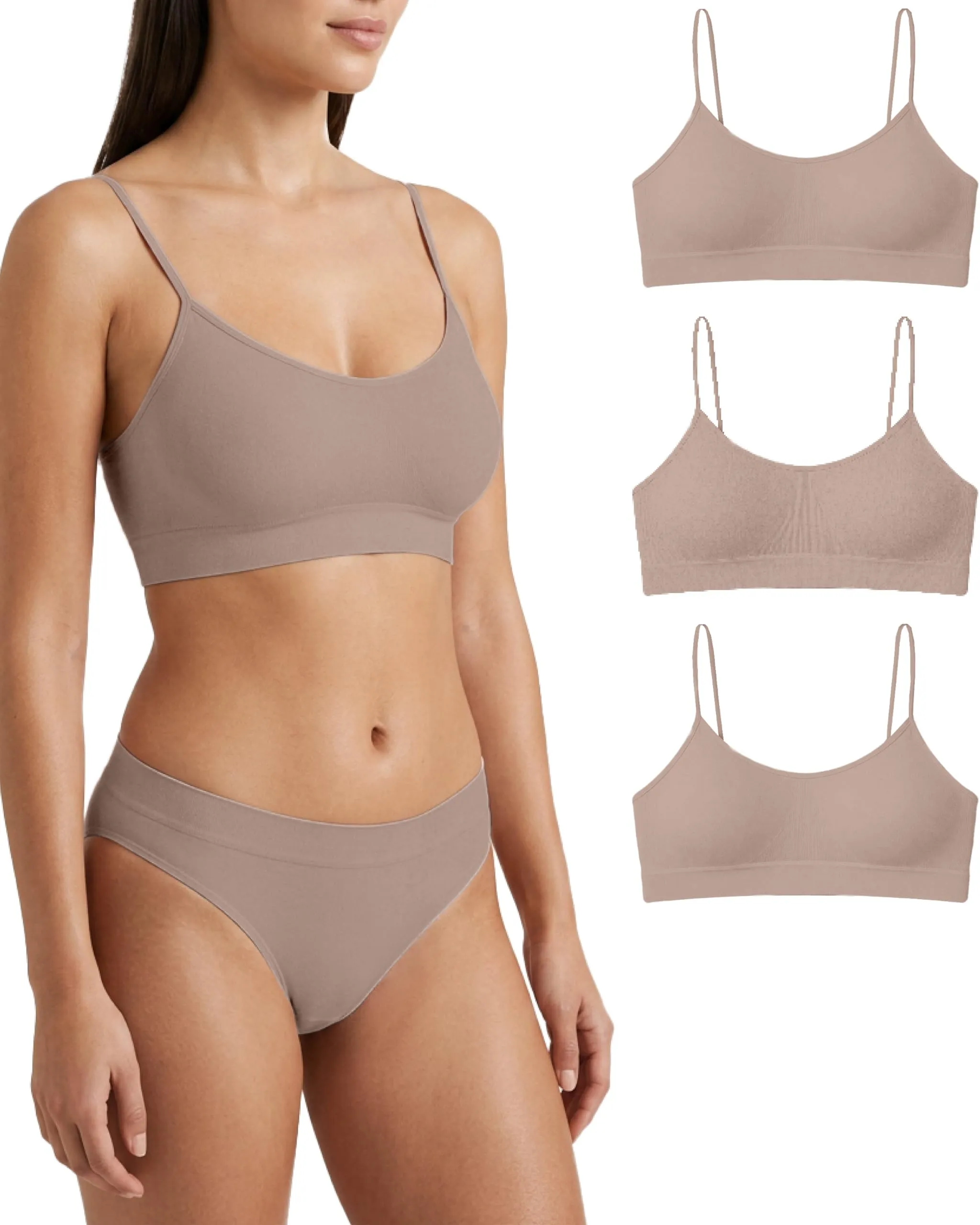 Risalti Reggiseno Senza Ferretto Spalla Stretta, Bralette Seamless in Microfibra, 3 pz - immagine 1
