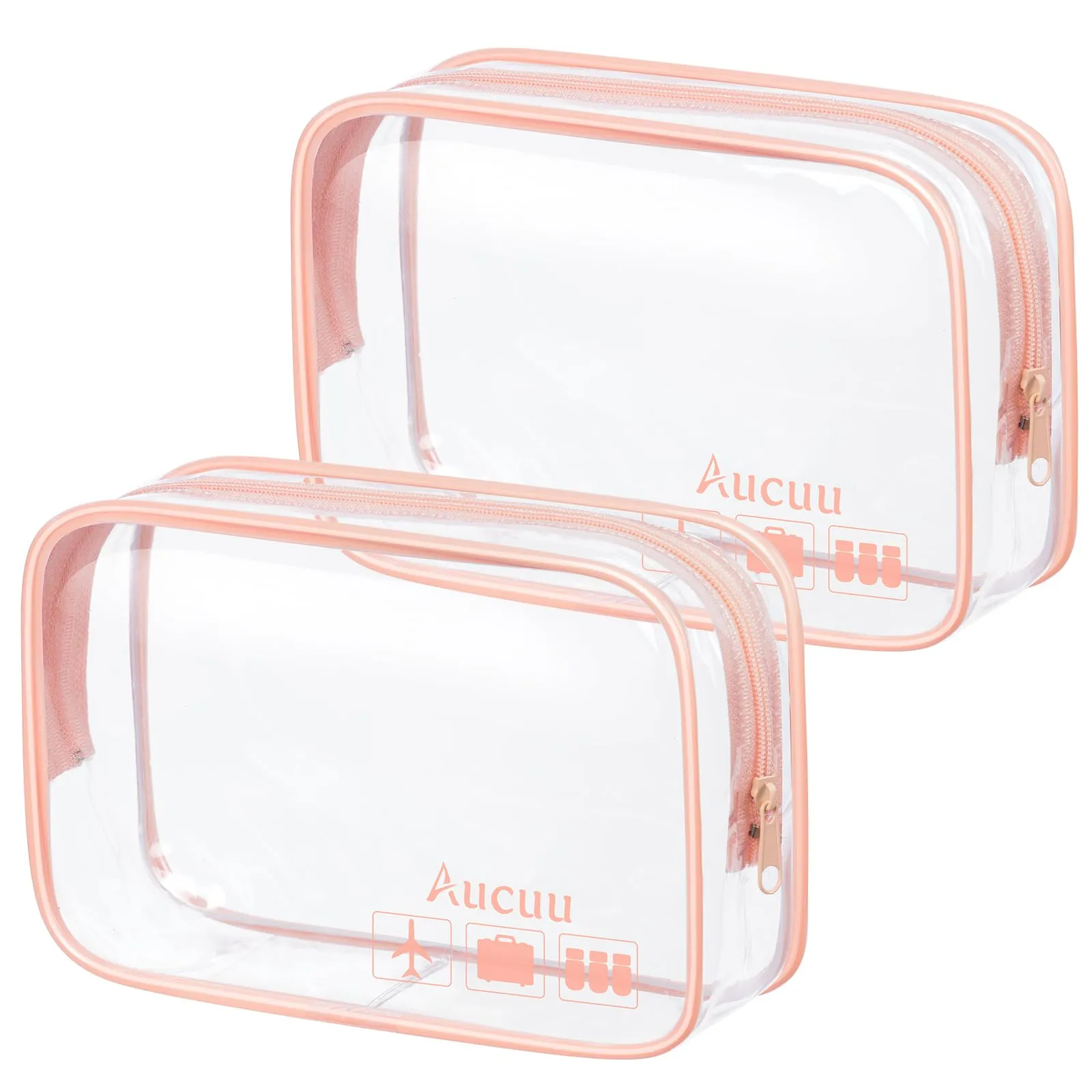Aucuu Beauty Case Trasparente, Set di 2 Borse da Toilette Impermeabili da Viaggio - immagine 1