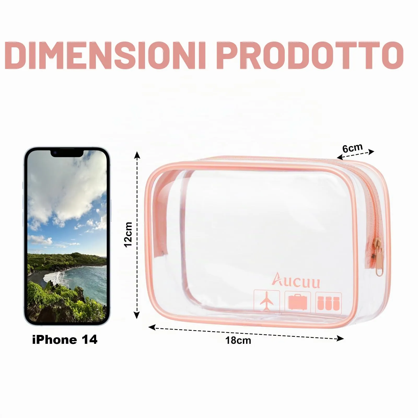Aucuu Beauty Case Trasparente, Set di 2 Borse da Toilette Impermeabili da Viaggio - immagine 2