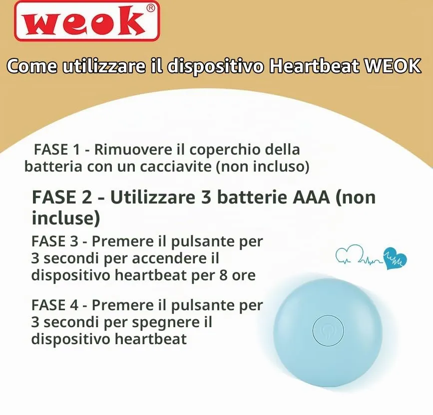 WEOK Giocattolo per Cuccioli con Battito Cardiaco, Cuscino Calmante per Ansia e Sonno, Taglia Media - immagine 3