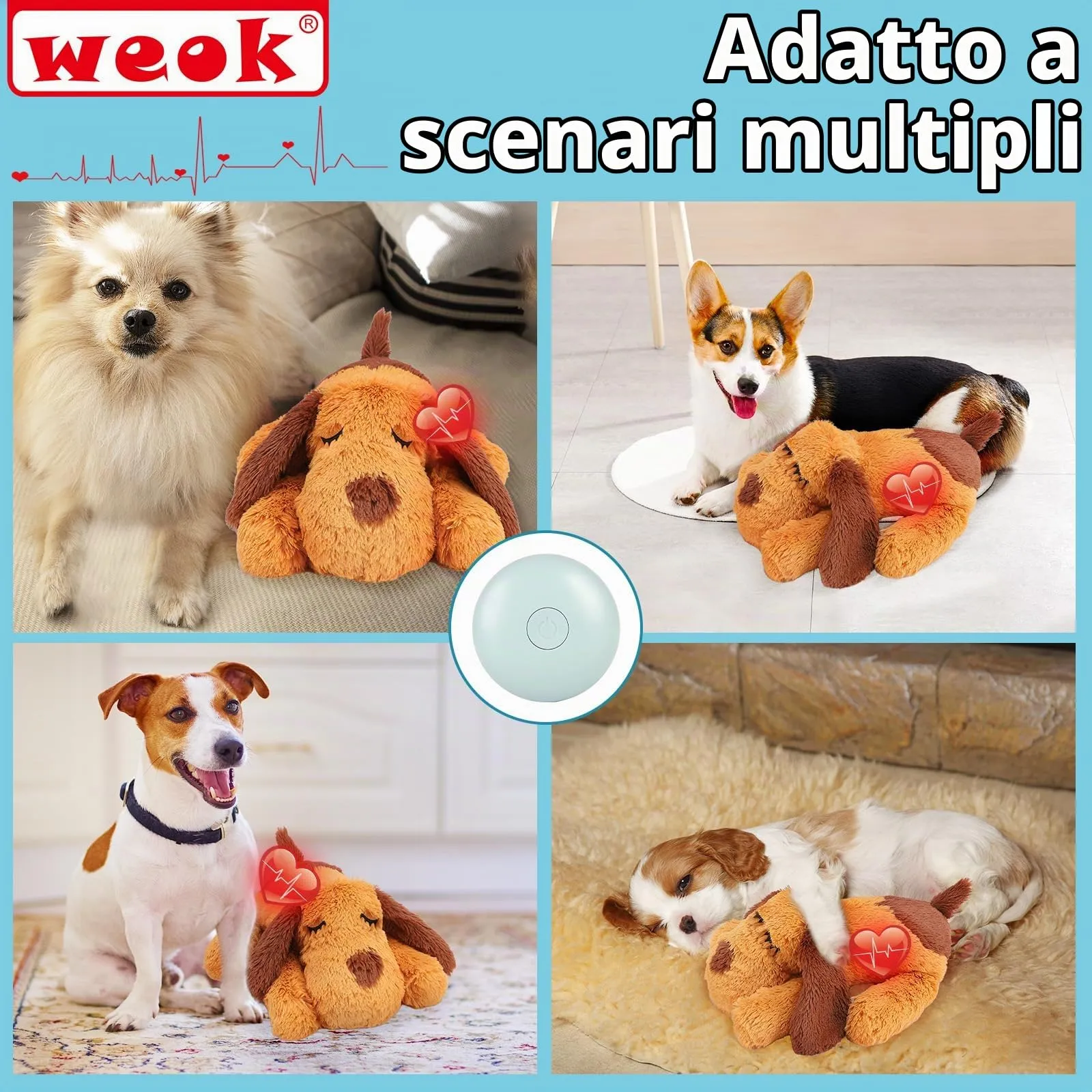 WEOK Giocattolo con Battito Cardiaco per Cuccioli e Gatti, Peluche Anti-ansia per Separazione - immagine 5