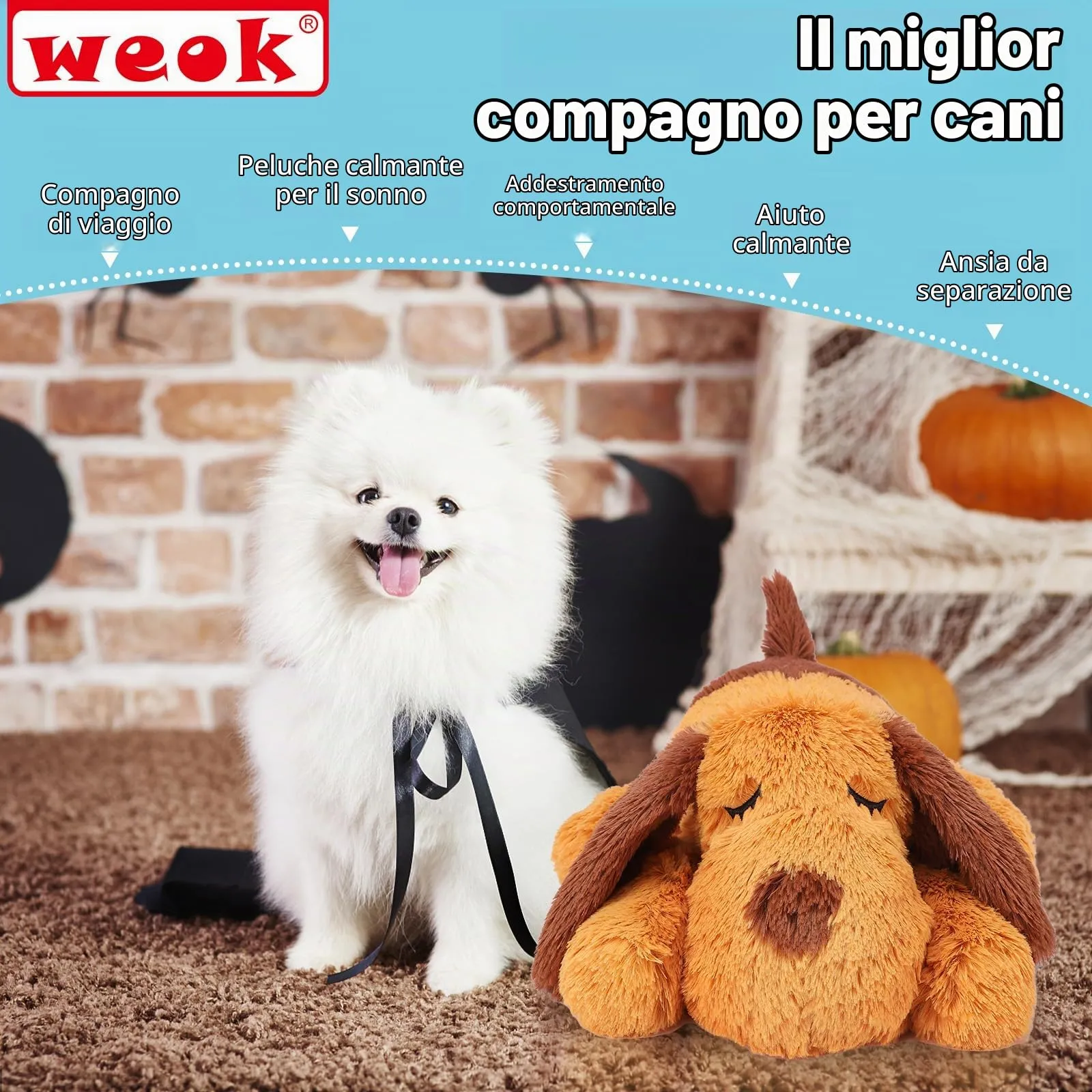 WEOK Giocattolo con Battito Cardiaco per Cuccioli e Gatti, Peluche Anti-ansia per Separazione - immagine 6