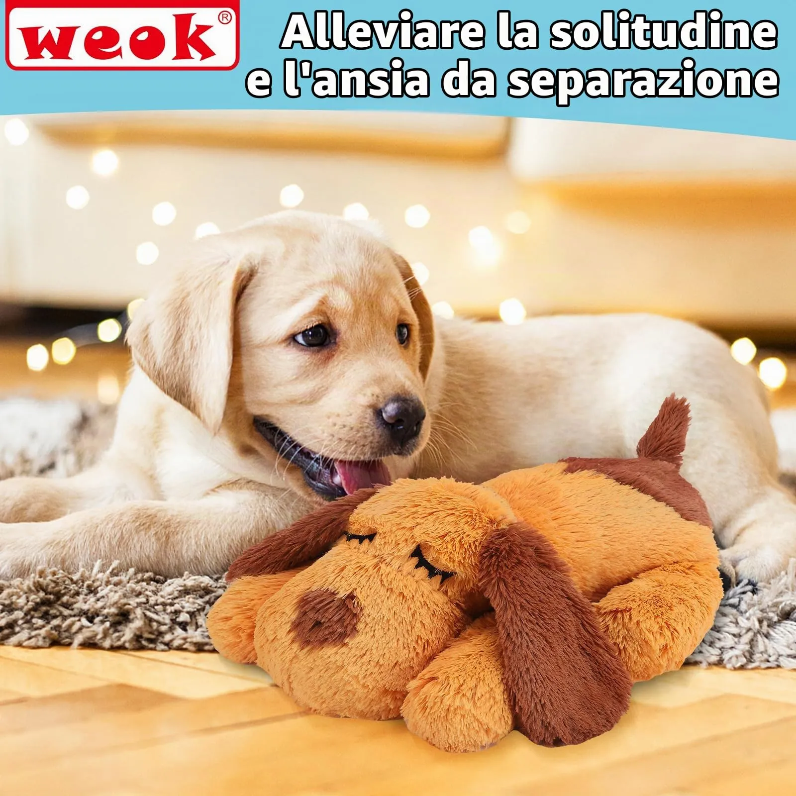 WEOK Giocattolo con Battito Cardiaco per Cuccioli e Gatti, Peluche Anti-ansia per Separazione - immagine 9