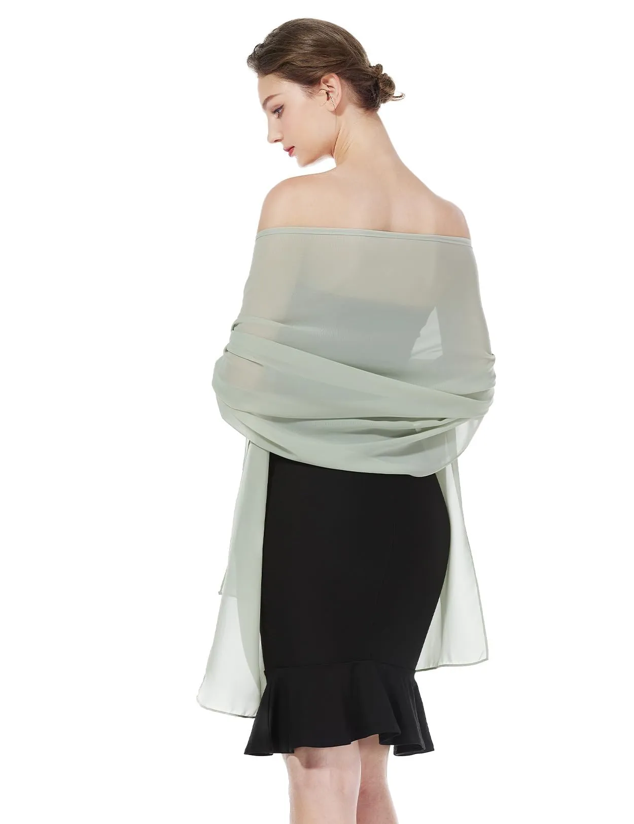 BEAUTELICATE Scialle Stola in Chiffon per Donna Sage Green - Taglia unica - immagine 1