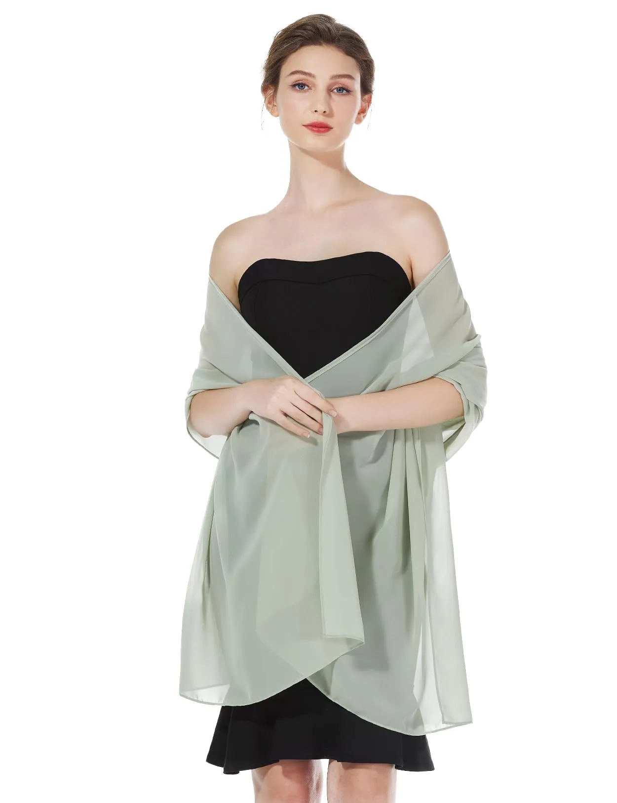 BEAUTELICATE Scialle Stola in Chiffon per Donna Sage Green - Taglia unica - immagine 2