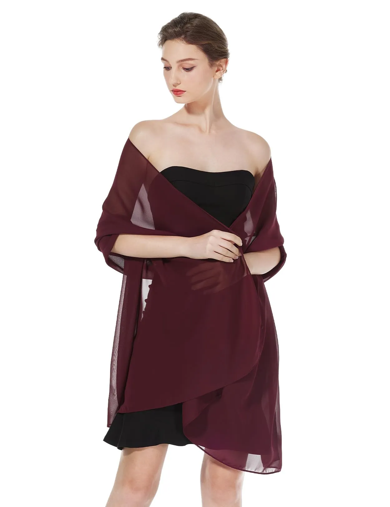 BEAUTELICATE Scialle Stola in Chiffon per Donna, Cabernet - Taglia unica - immagine 2