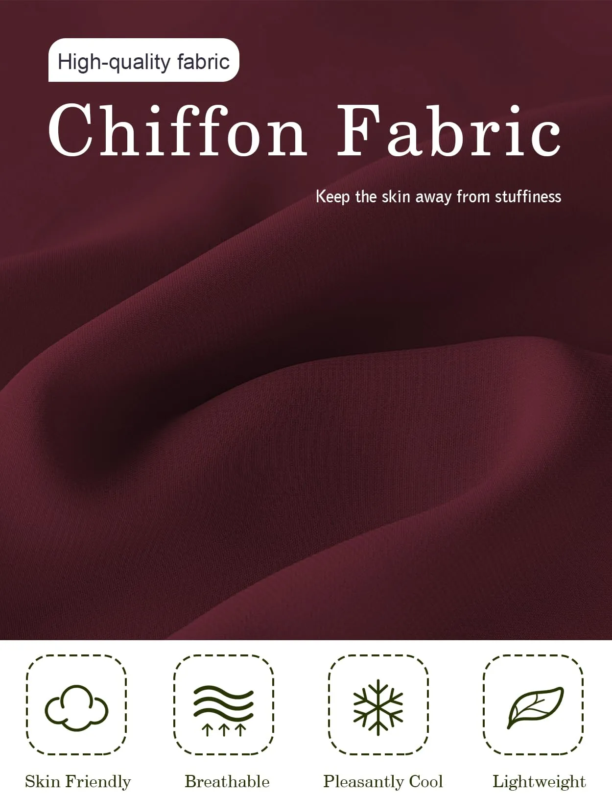 BEAUTELICATE Scialle Stola in Chiffon per Donna, Cabernet - Taglia unica - immagine 4