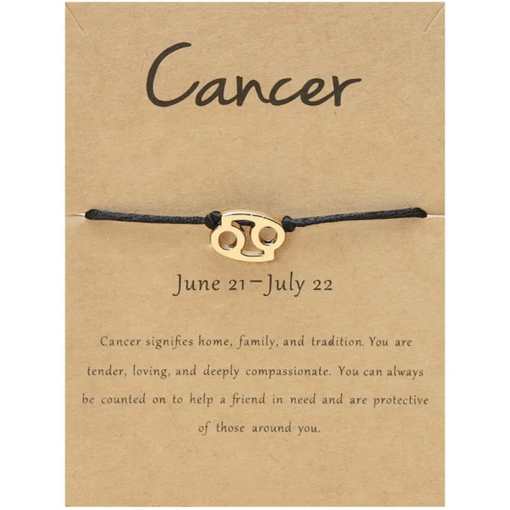LODMLOER Bracciale Zodiacale con Cordino Nero, Segno Cancro - immagine 1