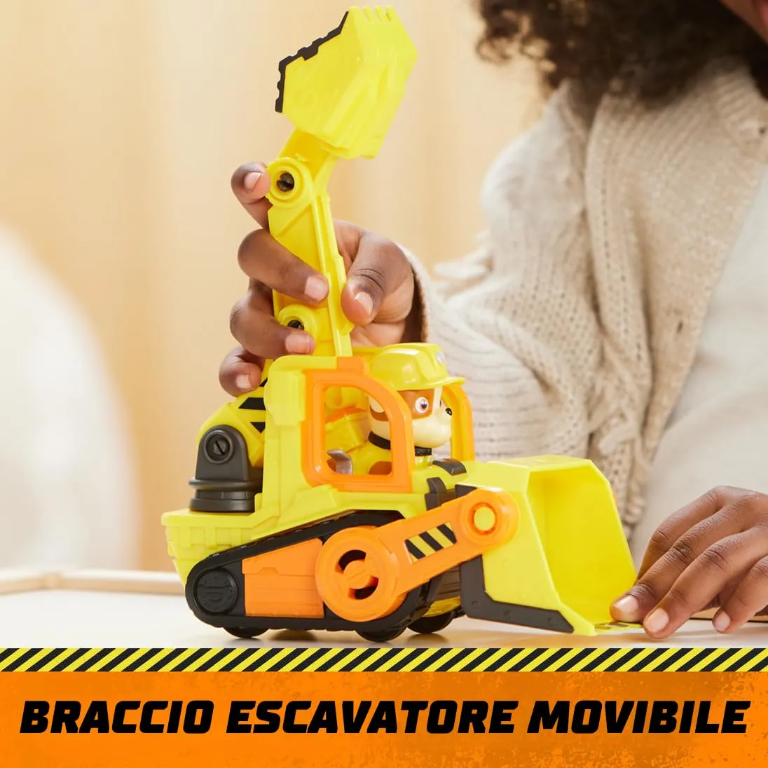Rubble & Crew Veicolo da lavoro di Rubble, Bulldozer giocattolo con personaggio - immagine 5