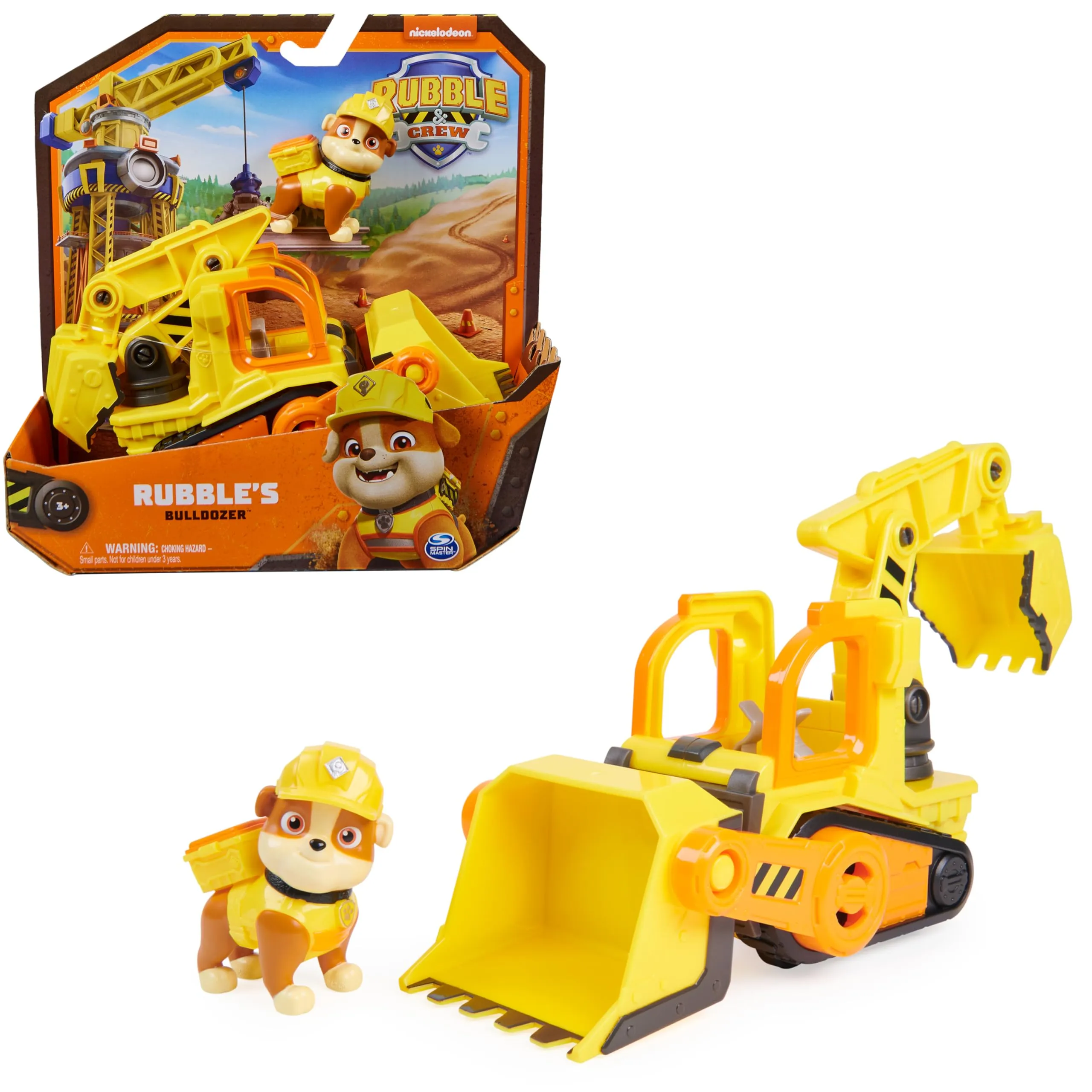 Rubble & Crew Veicolo da lavoro di Rubble, Bulldozer giocattolo con personaggio - immagine 6