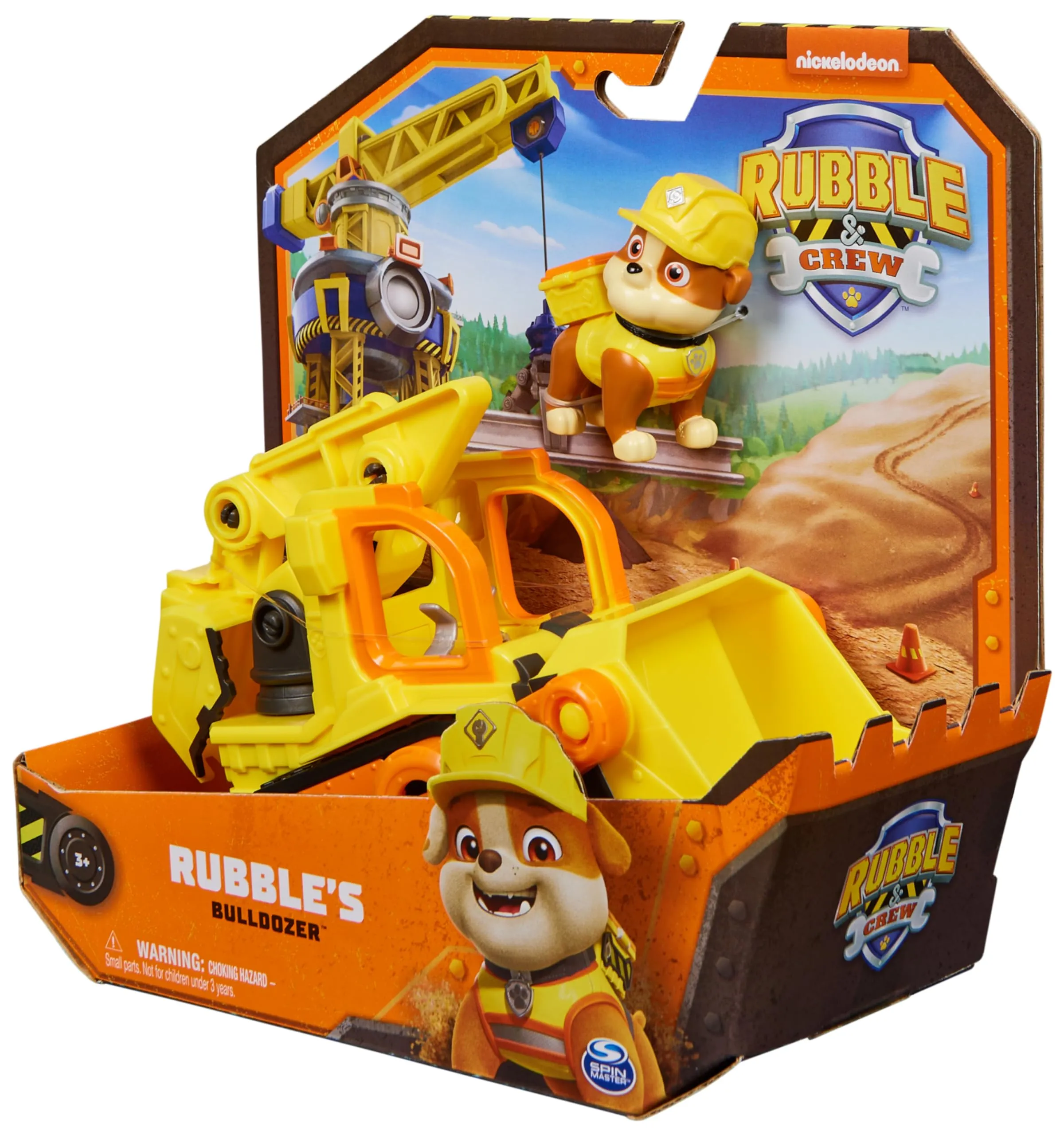 Rubble & Crew Veicolo da lavoro di Rubble, Bulldozer giocattolo con personaggio - immagine 9