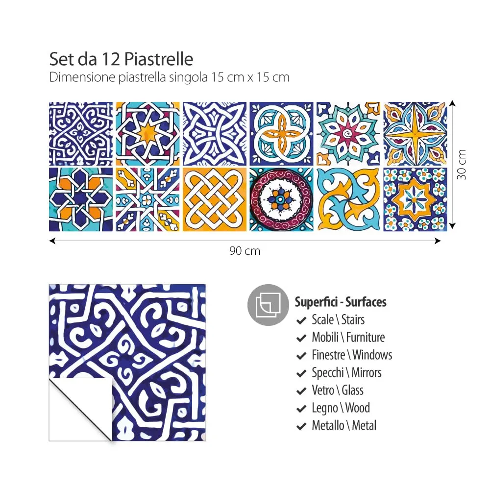 RE-COVERTILES Adesivi Piastrelle in PVC Animalier 12 Pz 15x15 cm PS00033 - immagine 5