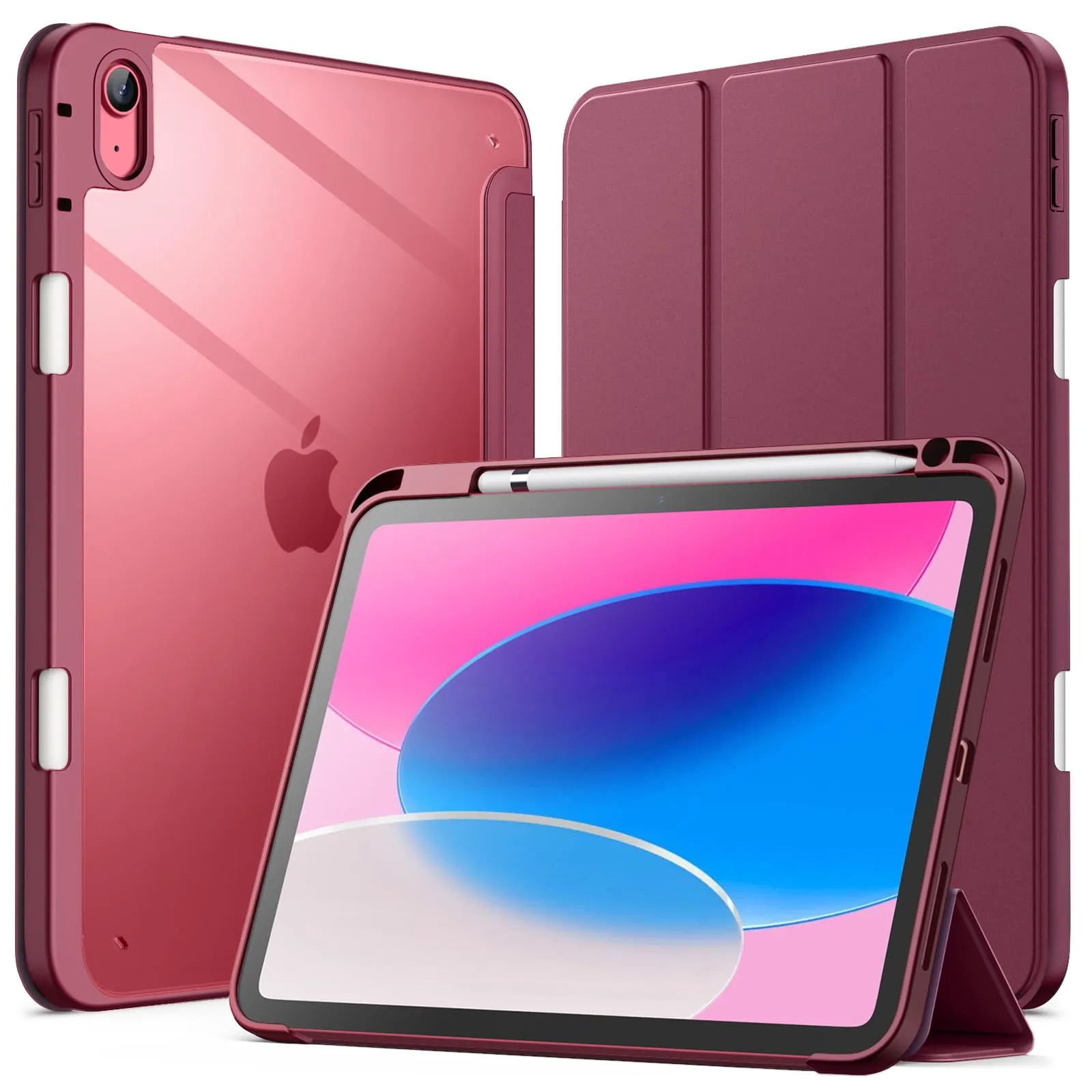 JETech Custodia per iPad 11ª/10ª Gen, Vino Rosso - immagine 1