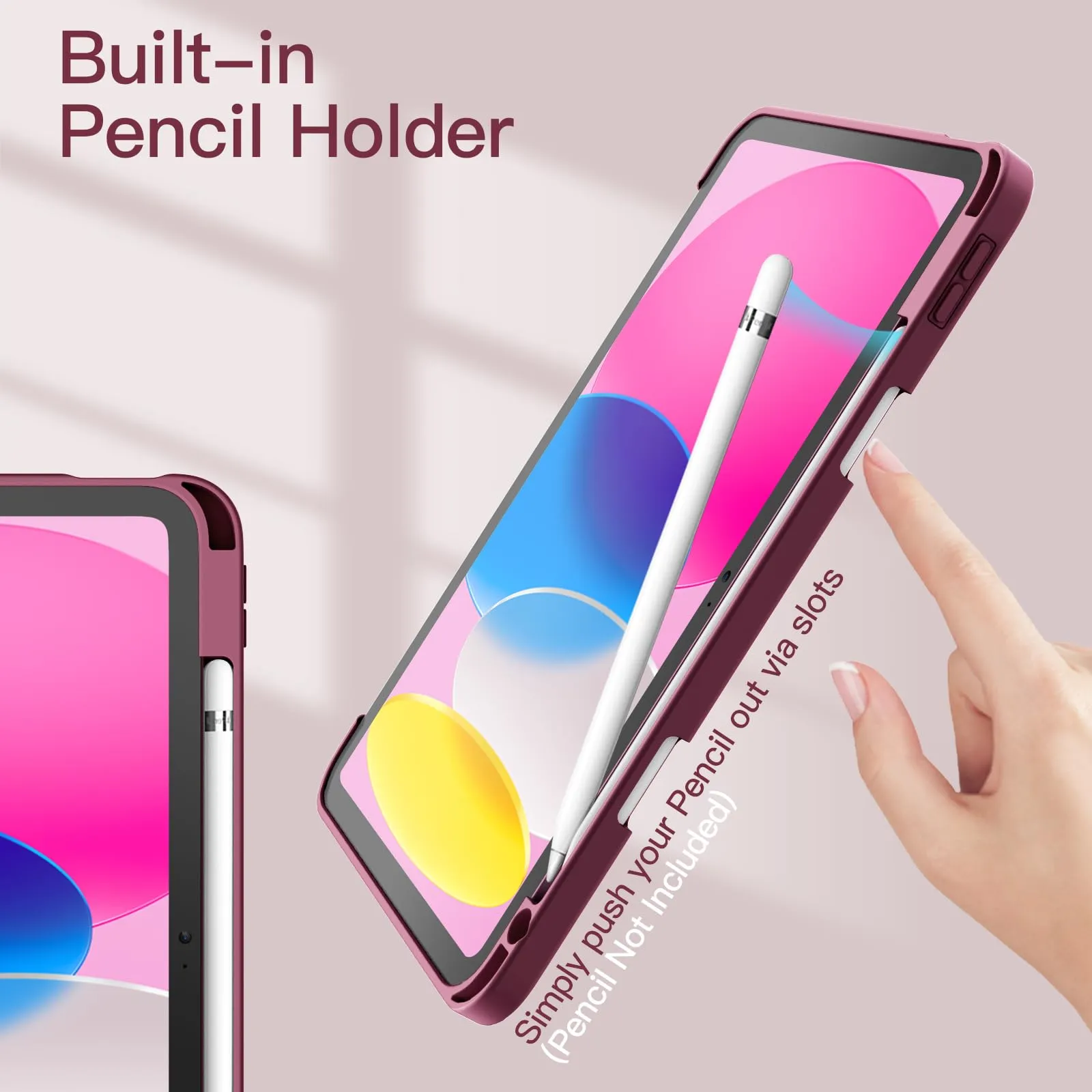 JETech Custodia per iPad 11ª/10ª Gen, Vino Rosso - immagine 5