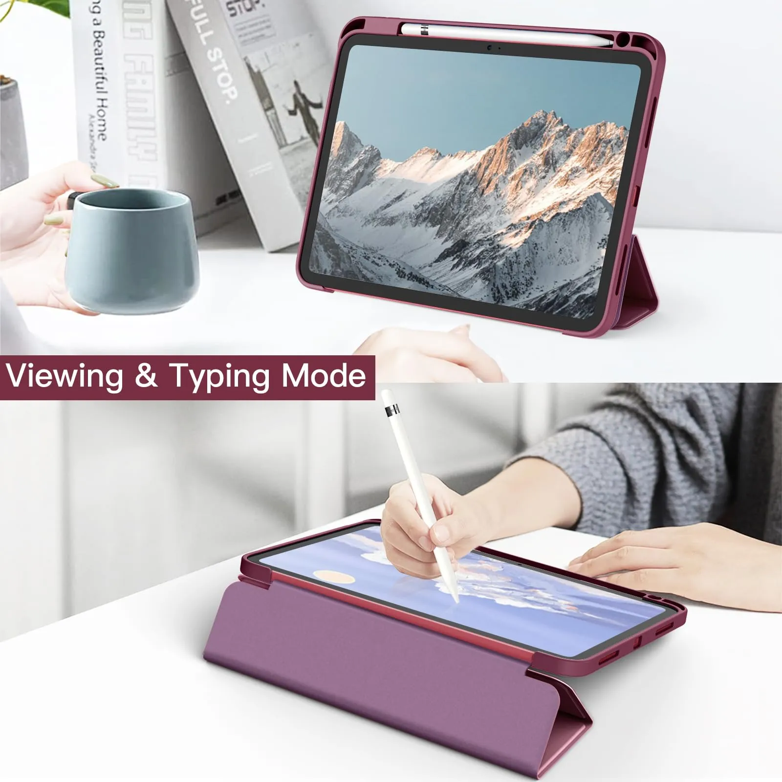 JETech Custodia per iPad 11ª/10ª Gen, Vino Rosso - immagine 7