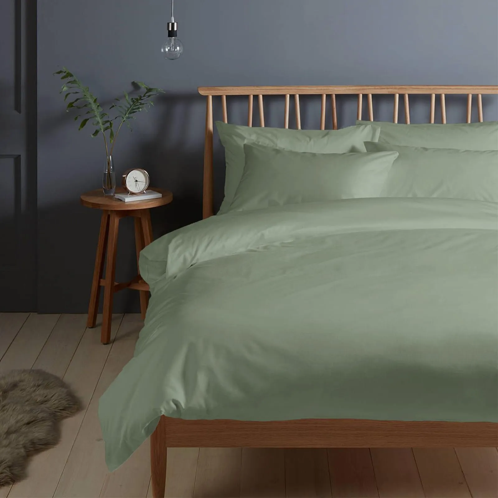 Pizuna Linens Set Copripiumino in Cotone Sateen 400 fili, 200x200 cm, Verde, 3 Pezzi - immagine 1