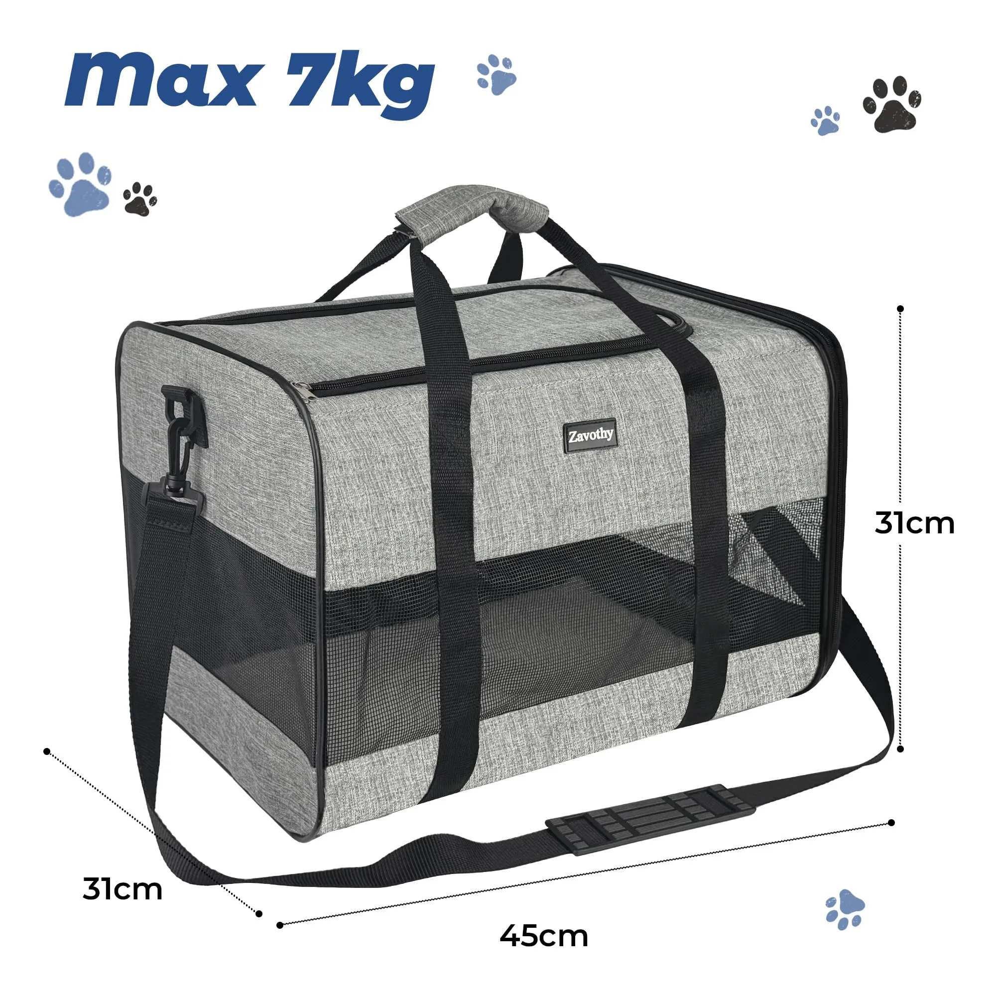 Zavothy Borsa per il Trasporto di Gatti e Cani, Traspirante e Pieghevole con Tracolla Regolabile e Materasso in Peluche Rimovibile, L, Beige - immagine 2