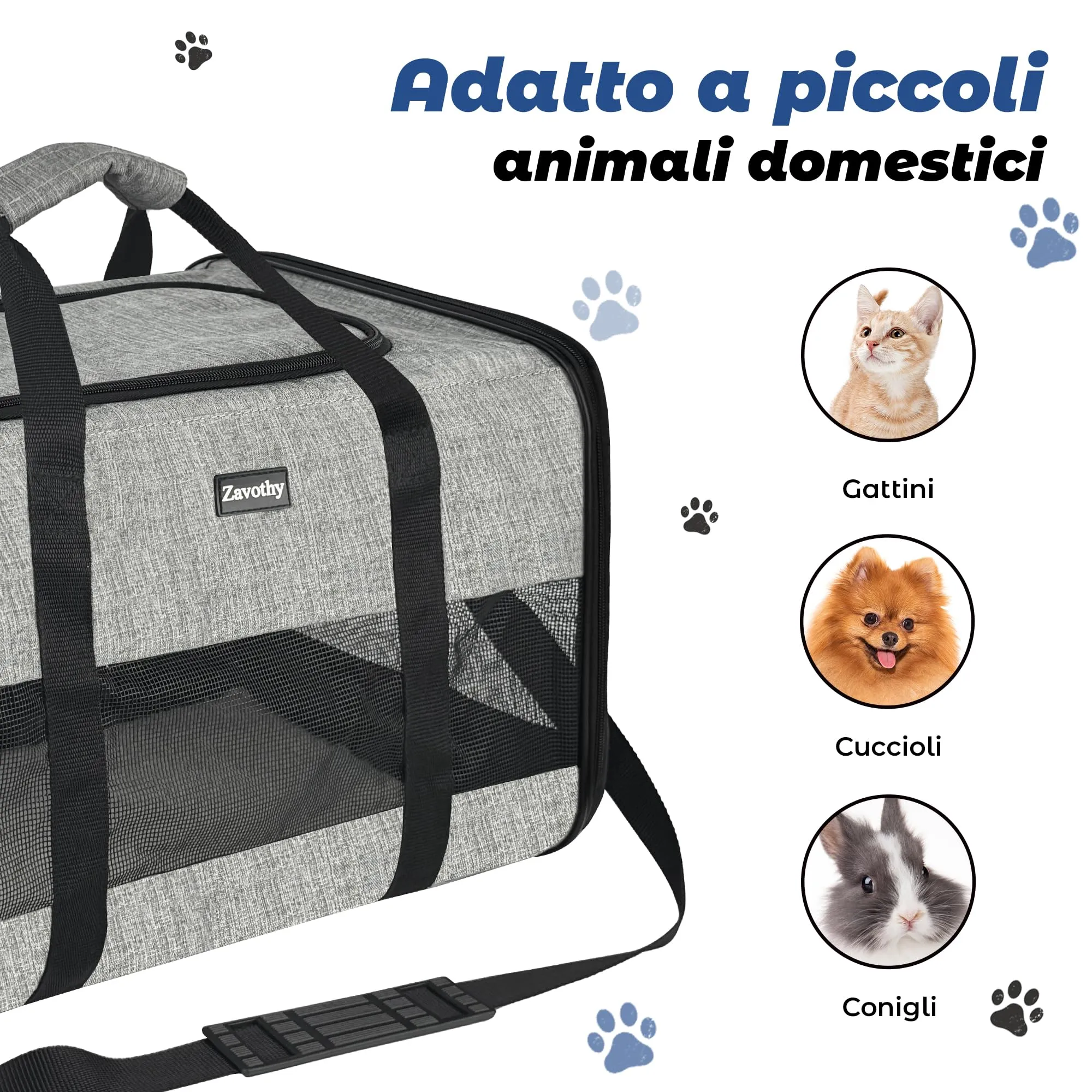 Zavothy Borsa per il Trasporto di Gatti e Cani, Traspirante e Pieghevole con Tracolla Regolabile e Materasso in Peluche Rimovibile, L, Beige - immagine 5