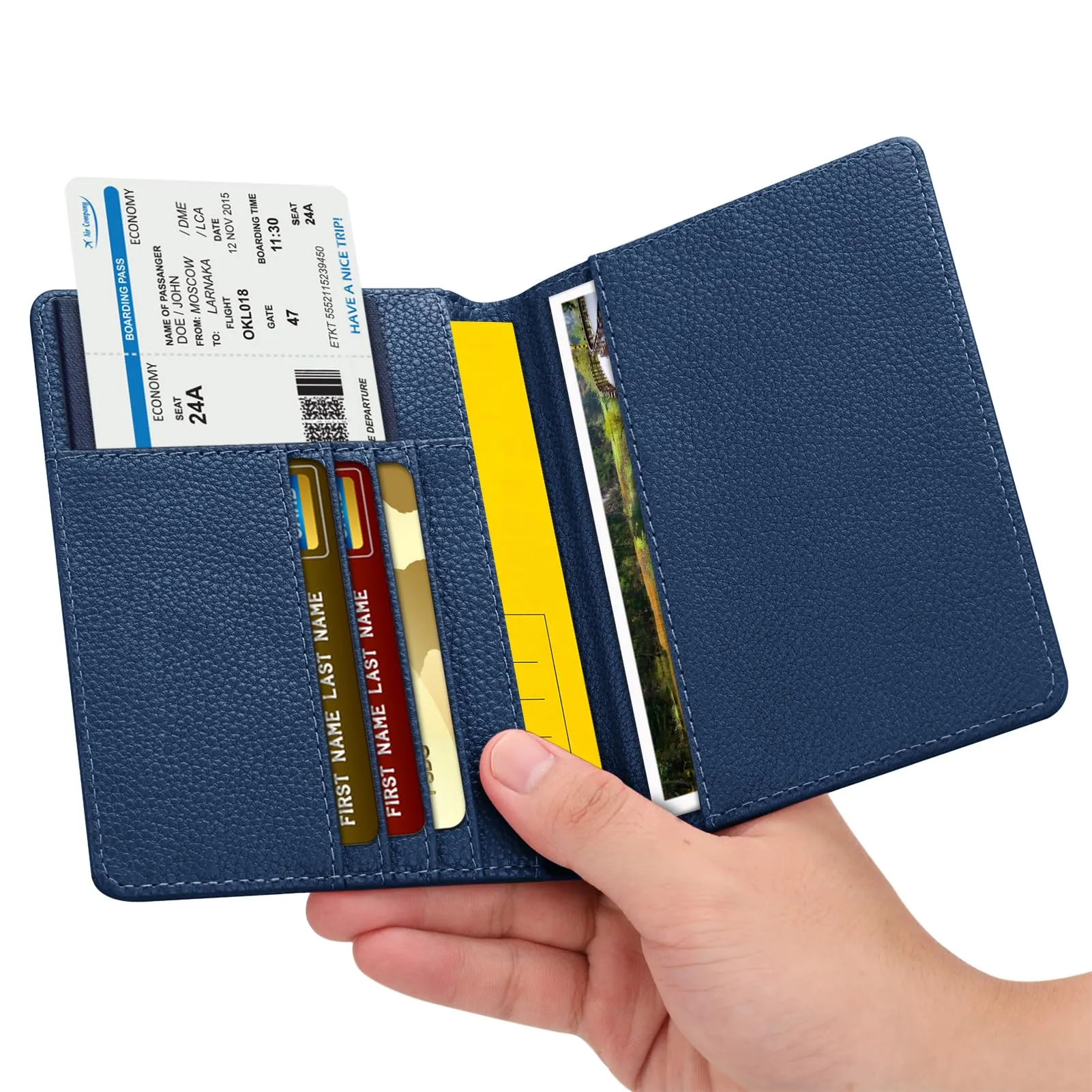 FINTIE Porta Passaporto con Protezione RFID - Blu Scuro - immagine 3