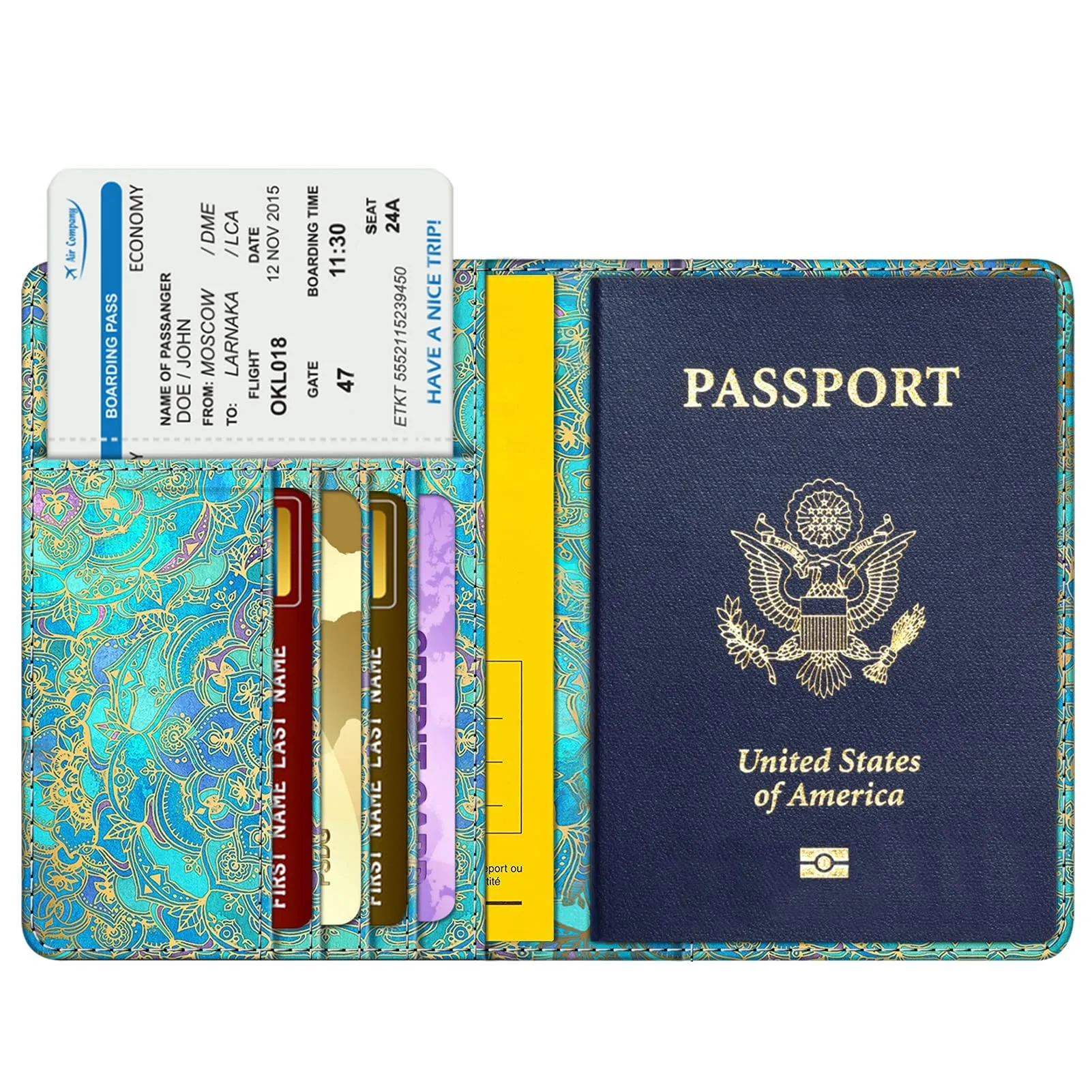 FINTIE Porta Passaporto con Protezione RFID, Floreale, Blue - immagine 2