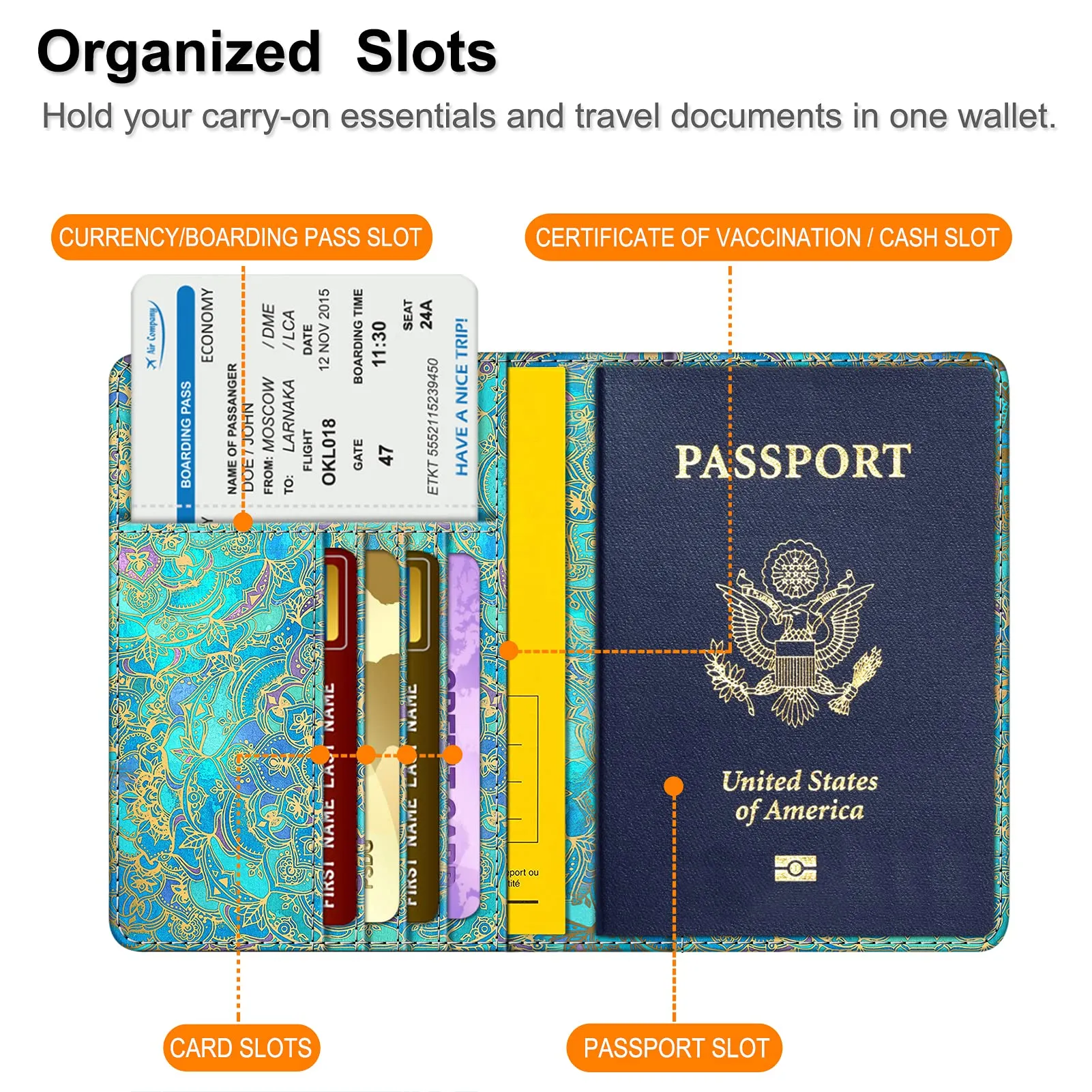 FINTIE Porta Passaporto con Protezione RFID, Floreale, Blue - immagine 4