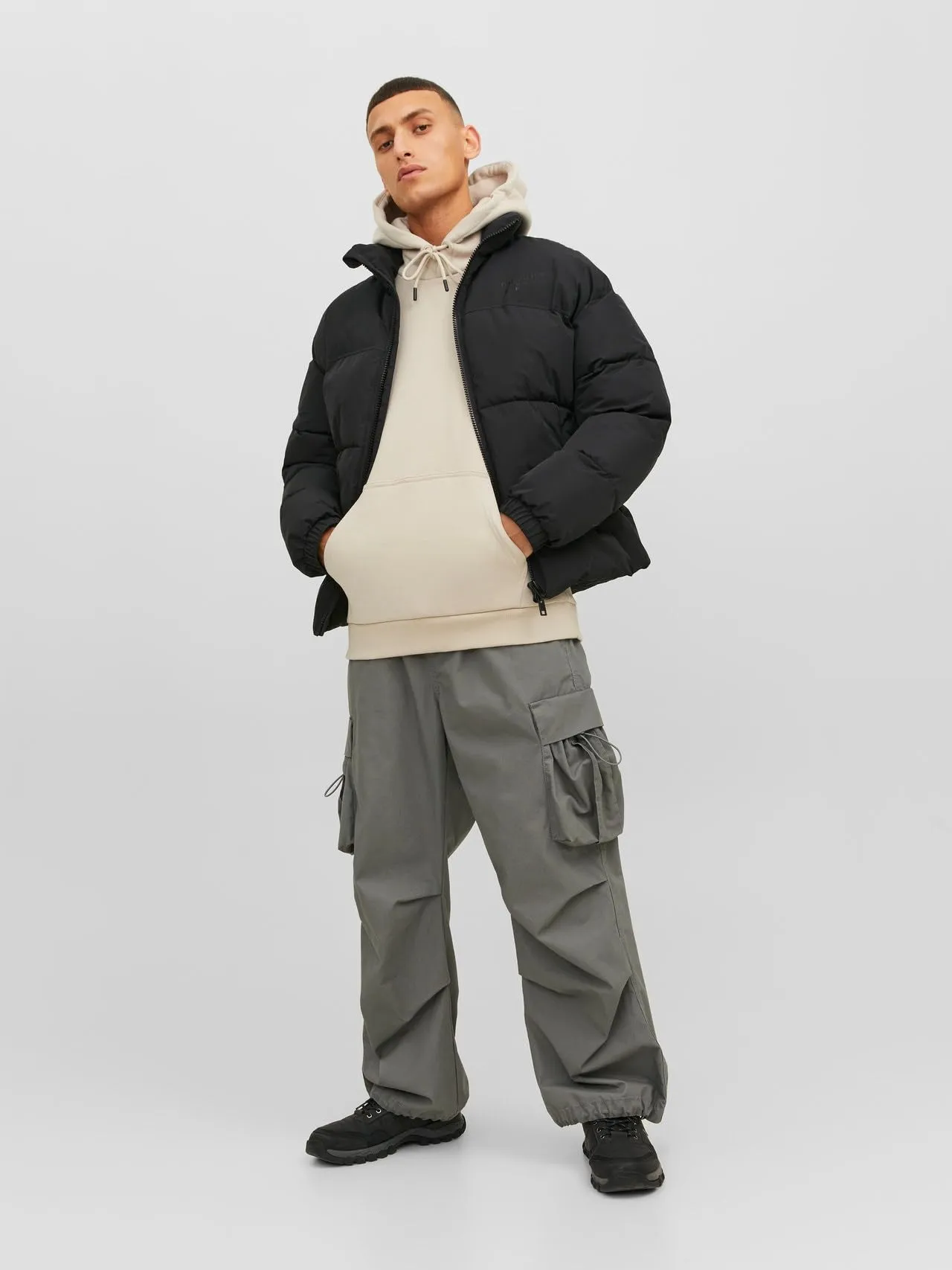 Jack & Jones Felpa con Cappuccio Tinta Unita, Moonbeam, XS - immagine 3