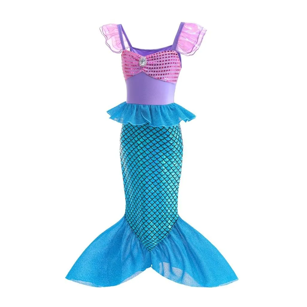 Lito Angels Costume da Sirena per Bambina, Viola Blu, 5-6 Anni 116 - immagine 3