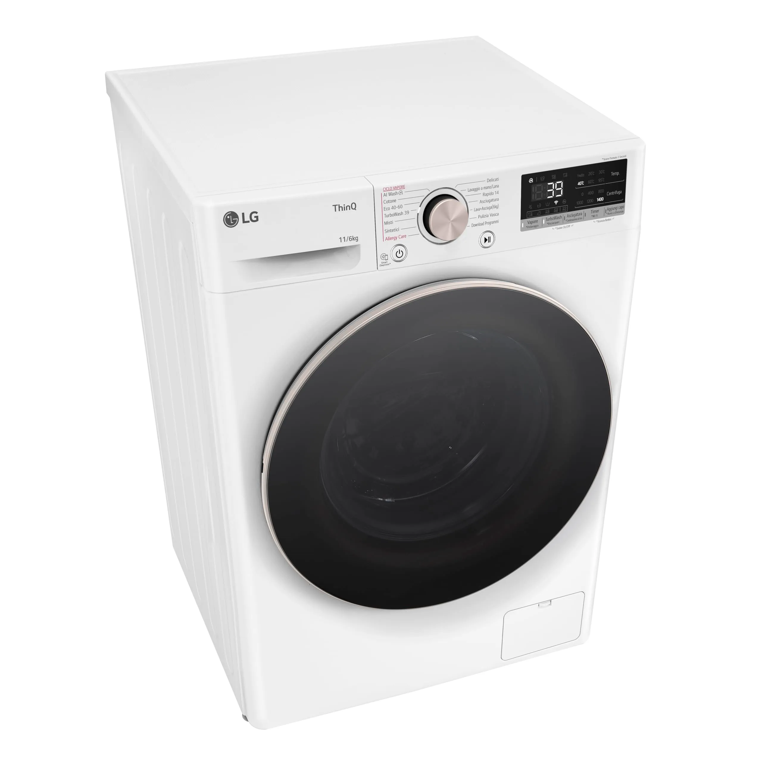 LG D4R7011TSWG Lavasciuga 11/6kg Serie R7, Classe A-10%/D, 1400 Giri, TurboWash 360, Vapore, Allergy Care, Eco Hybrid, Wi-Fi, Bianca - immagine 9