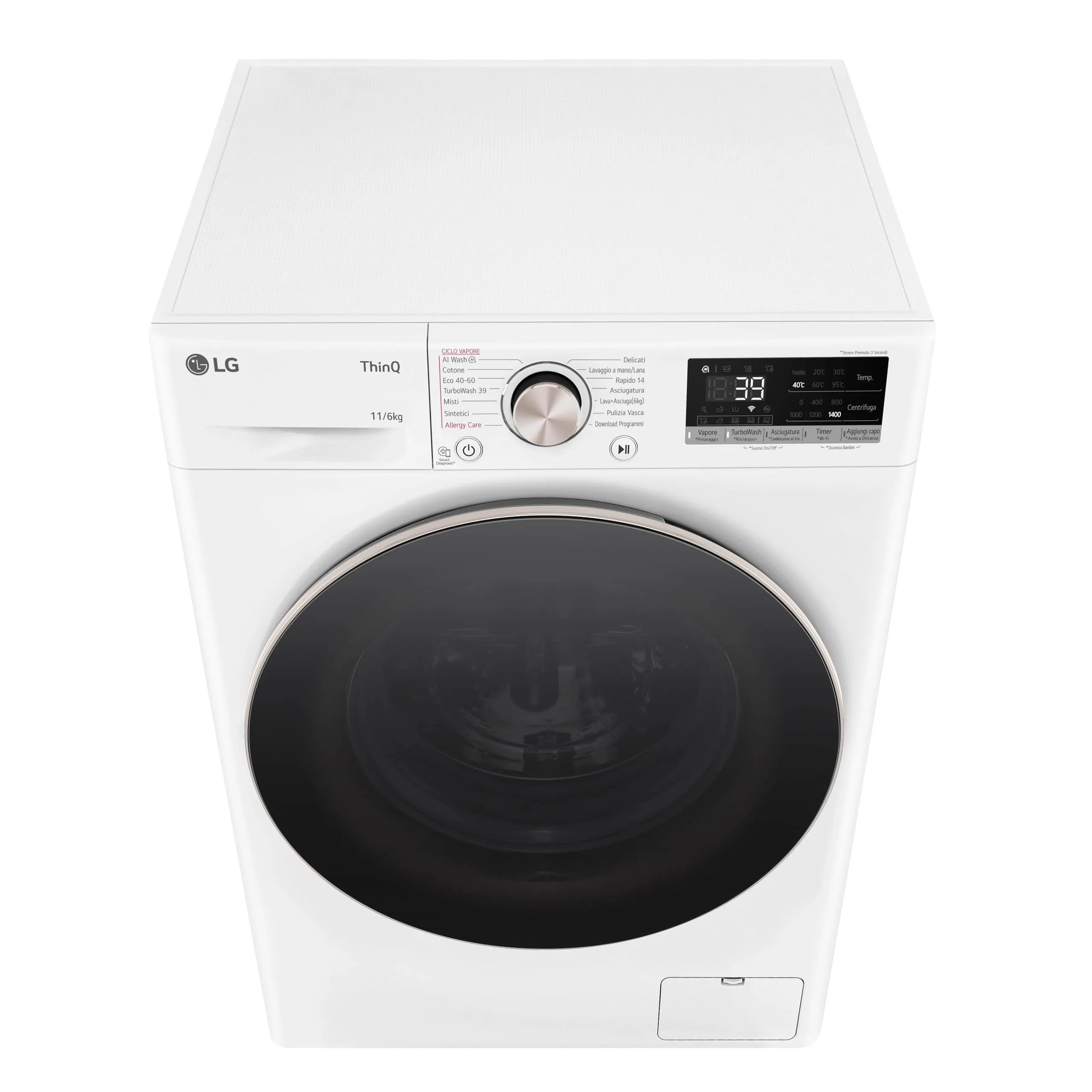 LG D4R7011TSWG Lavasciuga 11/6kg Serie R7, Classe A-10%/D, 1400 Giri, TurboWash 360, Vapore, Allergy Care, Eco Hybrid, Wi-Fi, Bianca - immagine 10