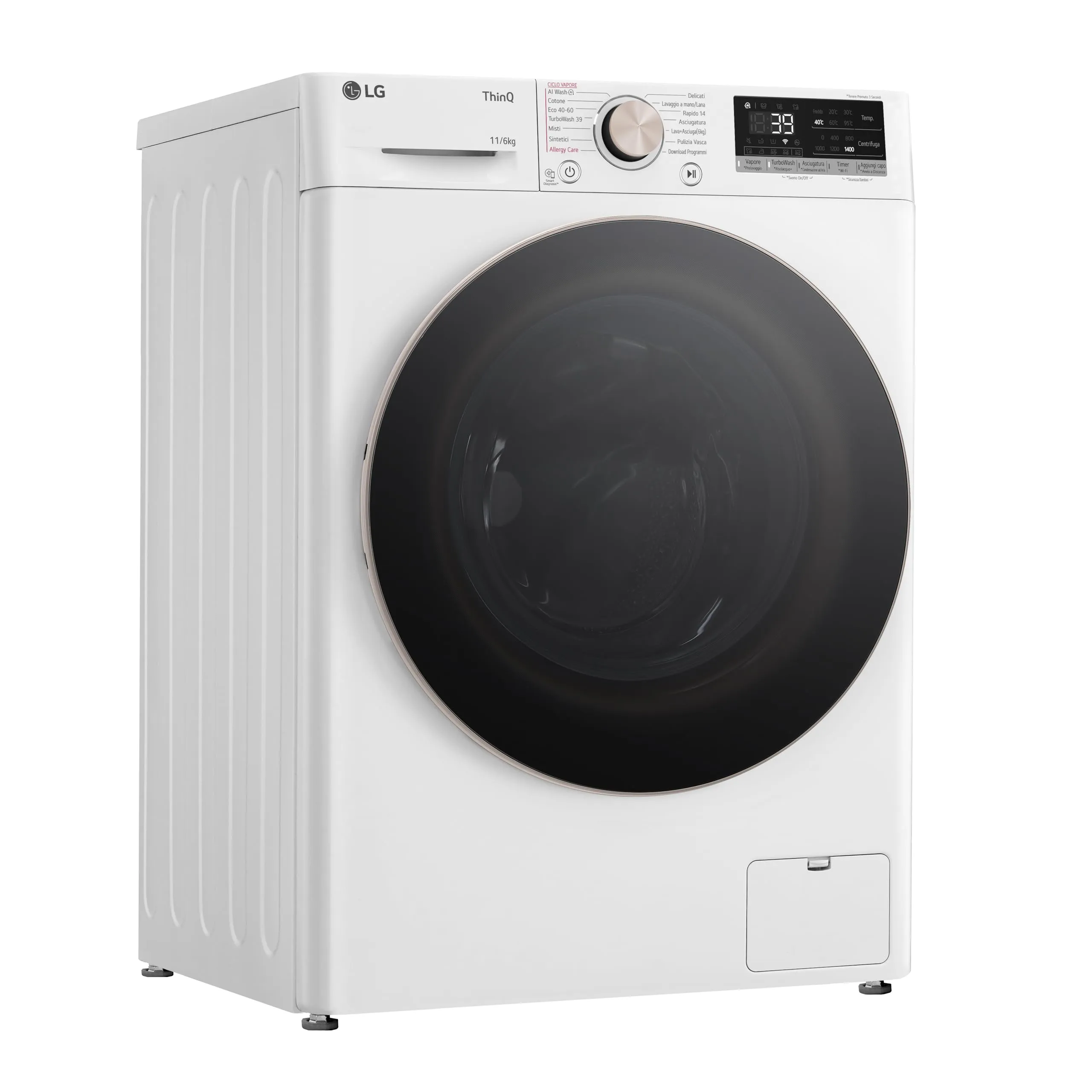 LG D4R7011TSWG Lavasciuga 11/6kg Serie R7, Classe A-10%/D, 1400 Giri, TurboWash 360, Vapore, Allergy Care, Eco Hybrid, Wi-Fi, Bianca - immagine 11