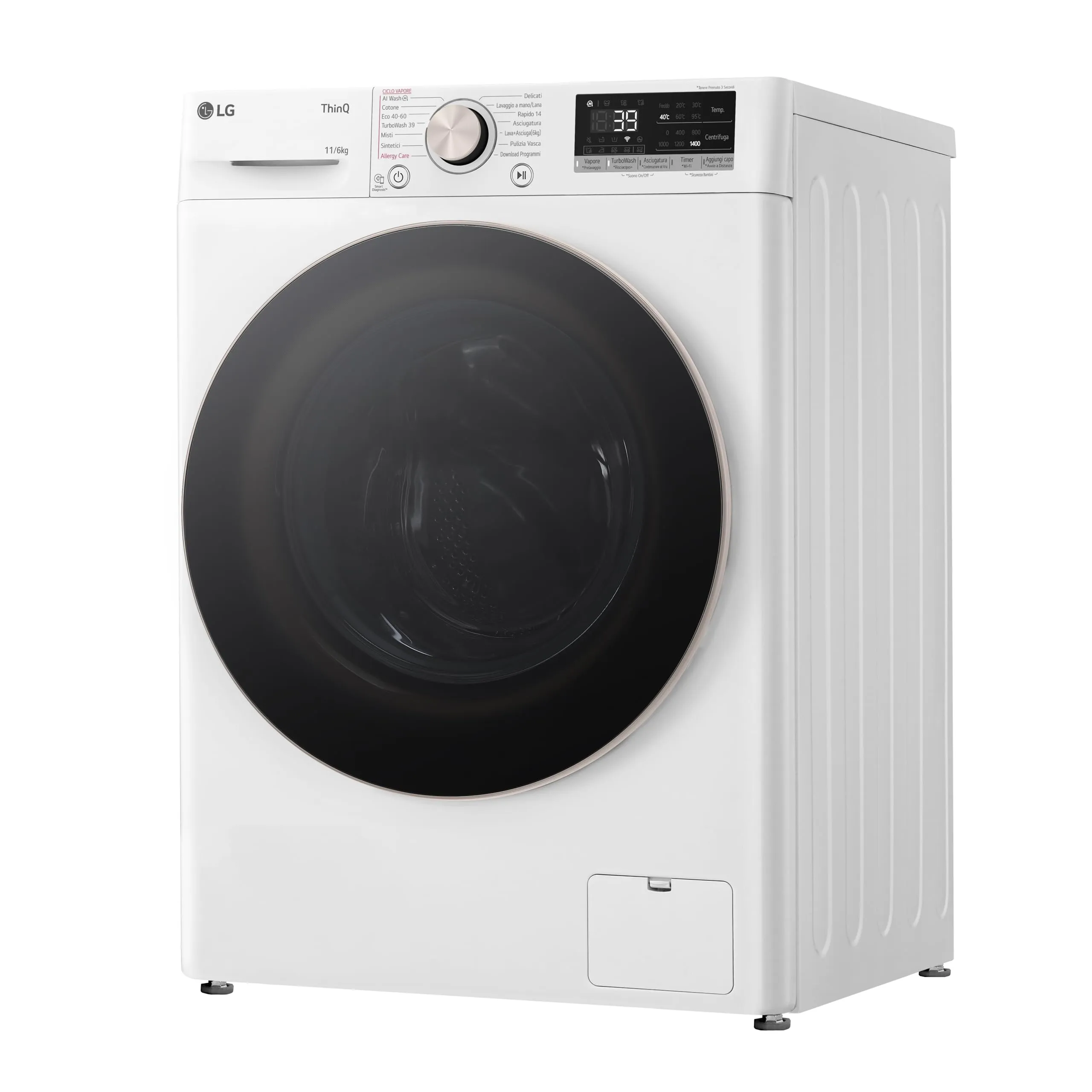 LG D4R7011TSWG Lavasciuga 11/6kg Serie R7, Classe A-10%/D, 1400 Giri, TurboWash 360, Vapore, Allergy Care, Eco Hybrid, Wi-Fi, Bianca - immagine 13