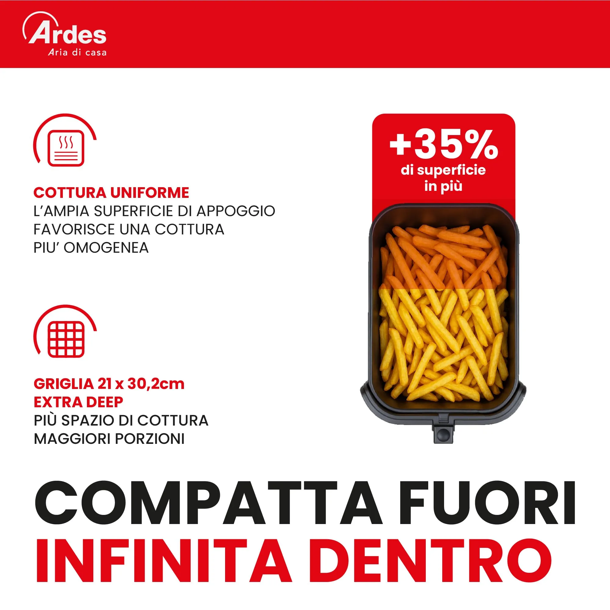 Ardes Friggisana Infinity ARFRYA05L Friggitrice ad Aria 8L 10 in 1 Display Touch - immagine 3