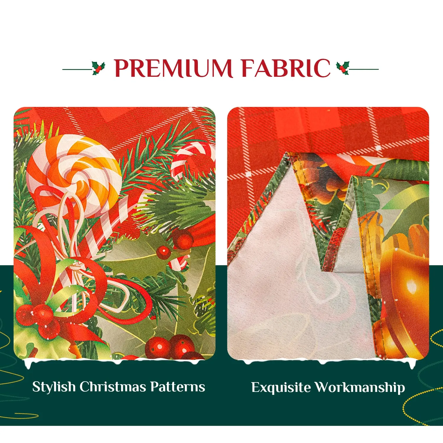 Softalker Tovaglia Rettangolare Natalizia Rossa a Quadri Tartan, 152 x 259 cm - immagine 5