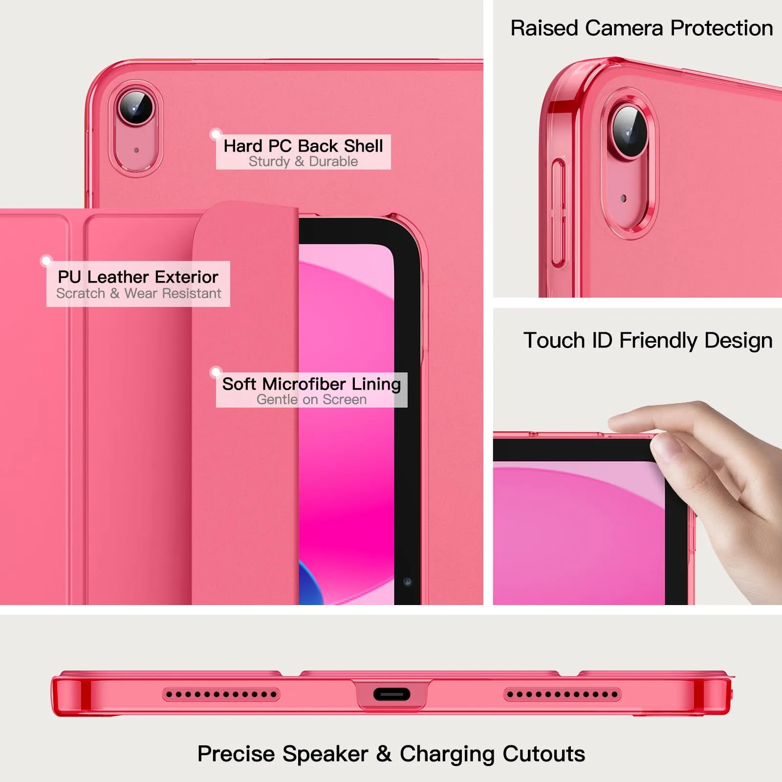 JETech Custodia per iPad 11ª/10ª Gen, Rosa - immagine 3