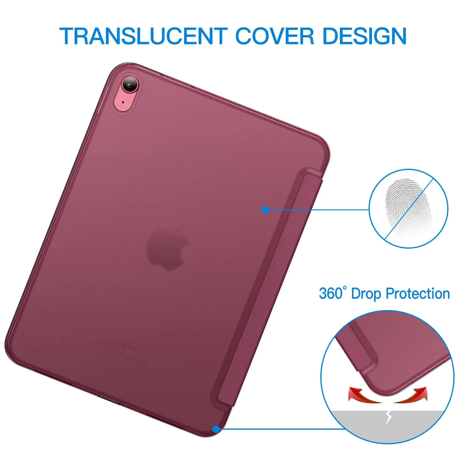 JETech Custodia per iPad 11ª/10ª Gen, Vino Rosso - immagine 4