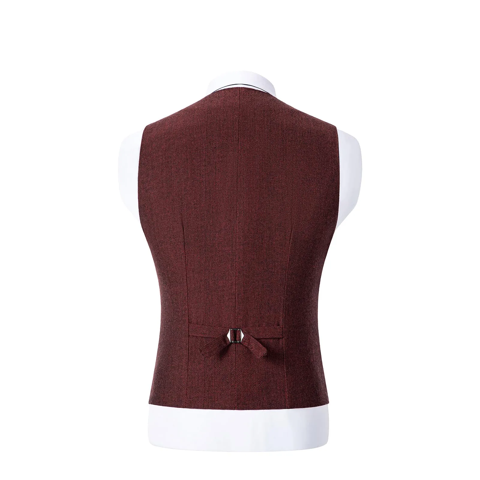 Solovedress Gilet da uomo in lana a righe, vestibilità regolare, borgogna, XXL - immagine 2