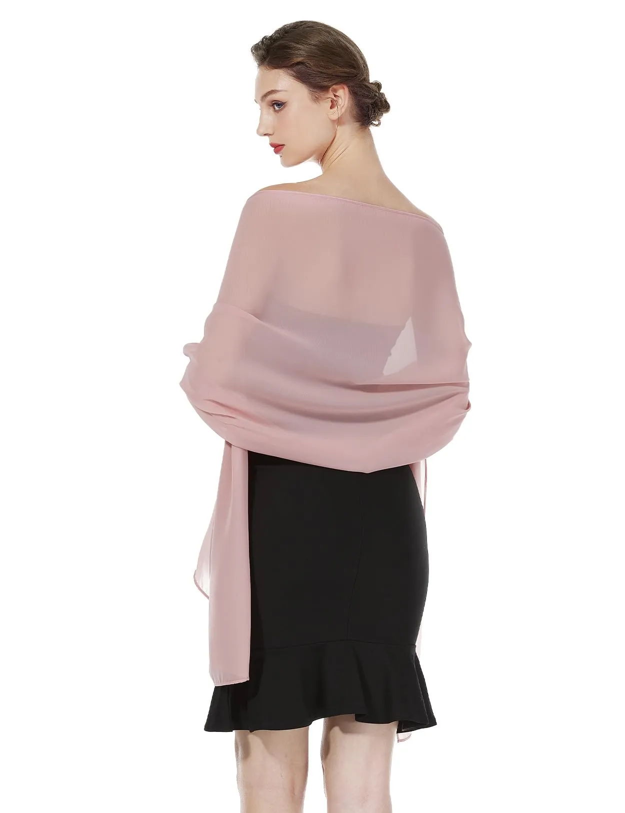 BEAUTELICATE Scialle Stola Donna in Chiffon, Ballet Pink - Taglia unica - immagine 2