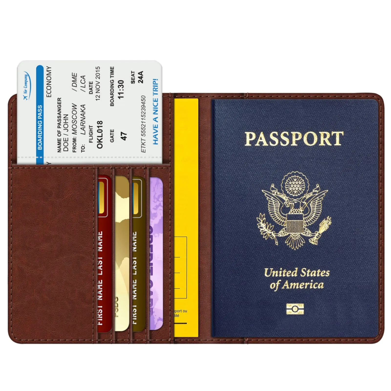 FINTIE Porta Passaporto in Pelle con Protezione RFID - Marrone - immagine 2