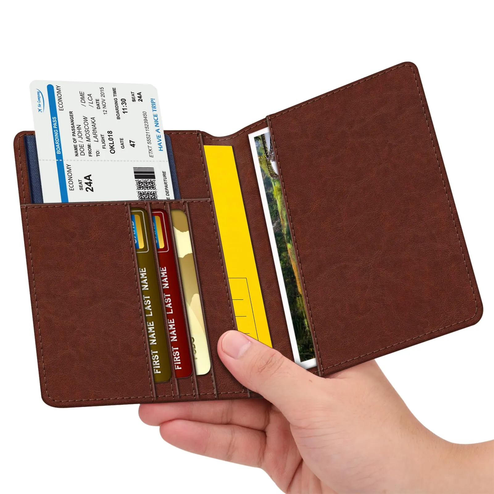 FINTIE Porta Passaporto in Pelle con Protezione RFID - Marrone - immagine 3