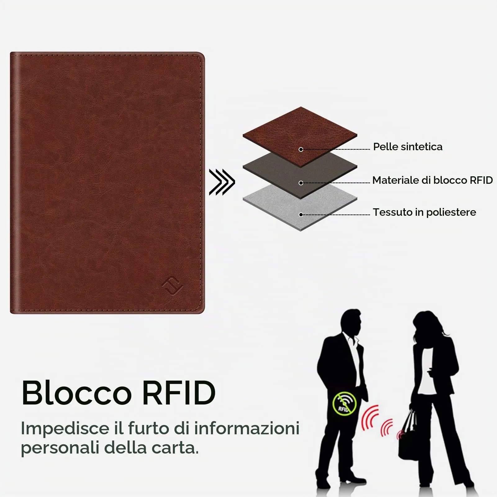 FINTIE Porta Passaporto in Pelle con Protezione RFID - Marrone - immagine 5