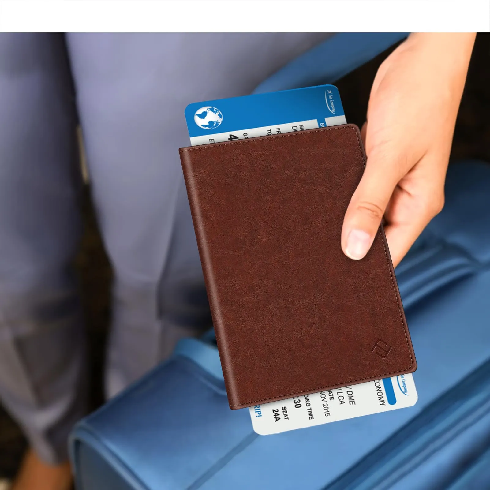 FINTIE Porta Passaporto in Pelle con Protezione RFID - Marrone - immagine 7