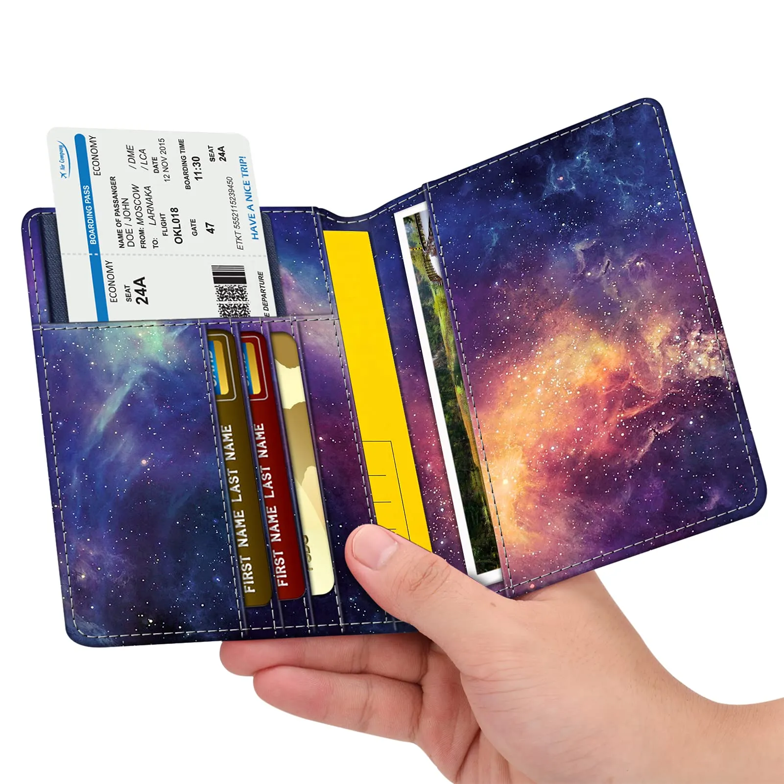 FINTIE Porta Passaporto con Protezione RFID - Pelle Sintetica, Z-galassia - immagine 3