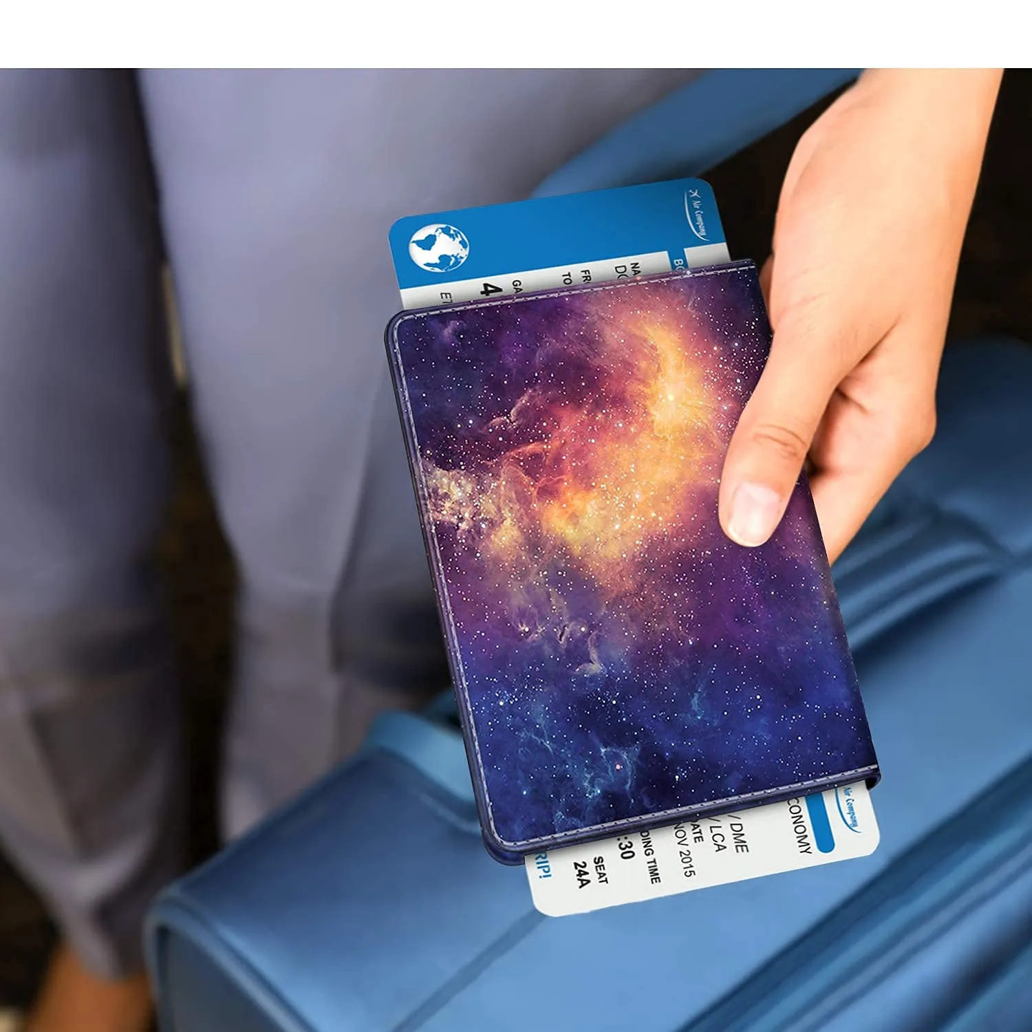 FINTIE Porta Passaporto con Protezione RFID - Pelle Sintetica, Z-galassia - immagine 8