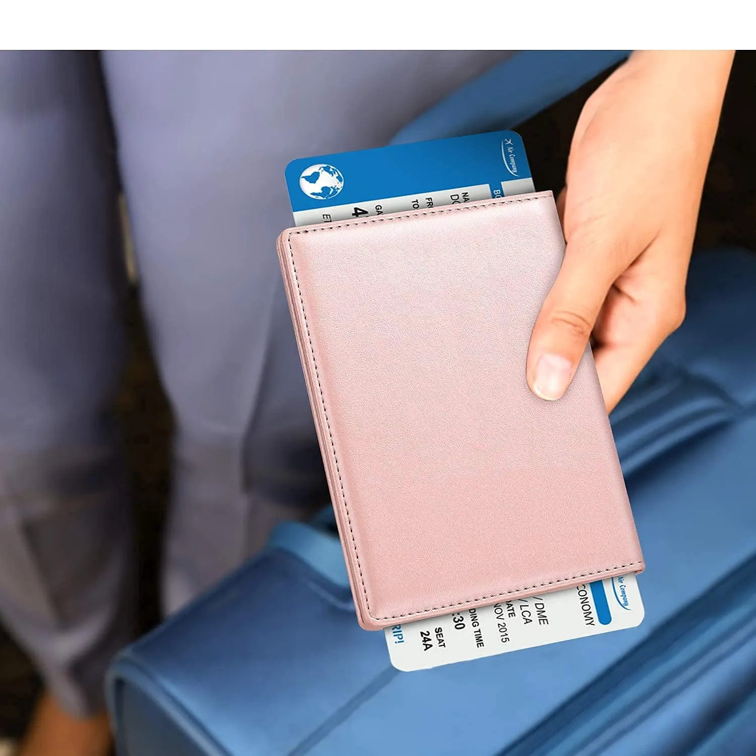 FINTIE Porta Passaporto in Pelle Sintetica con Protezione RFID, Oro Rosa - immagine 8