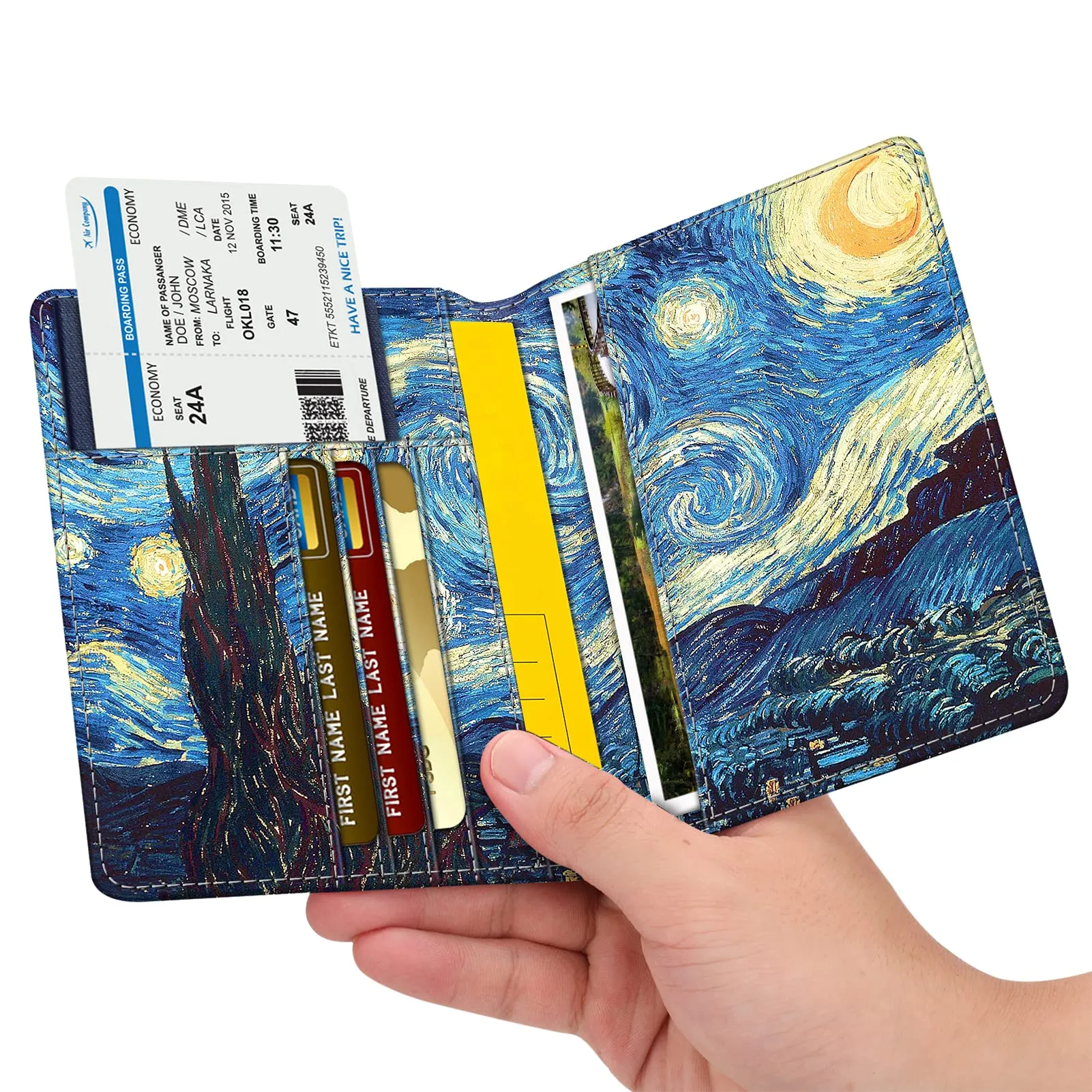FINTIE Porta Passaporto con Protezione RFID in Pelle Sintetica, Z-starry Night - immagine 3